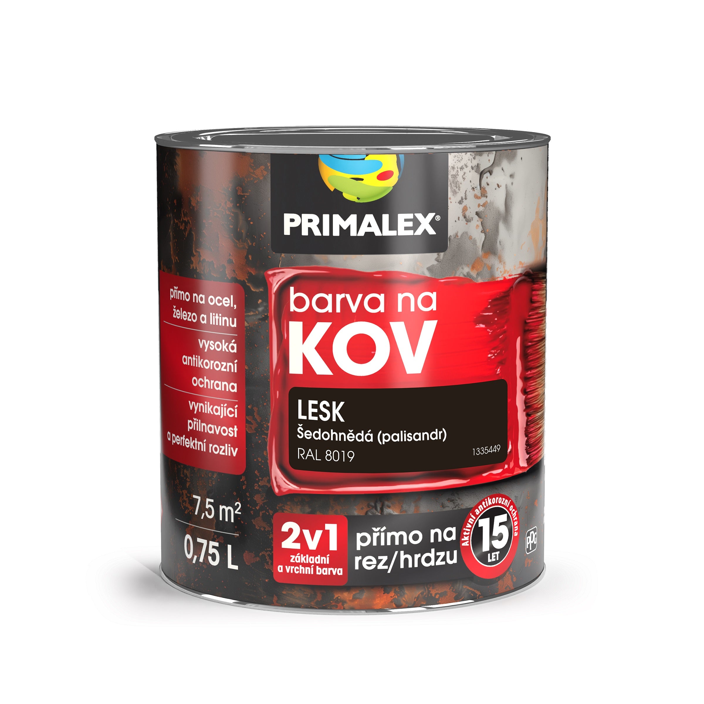 PRIMALEX Antikorózna farba na kov 2v1 sivohnedá