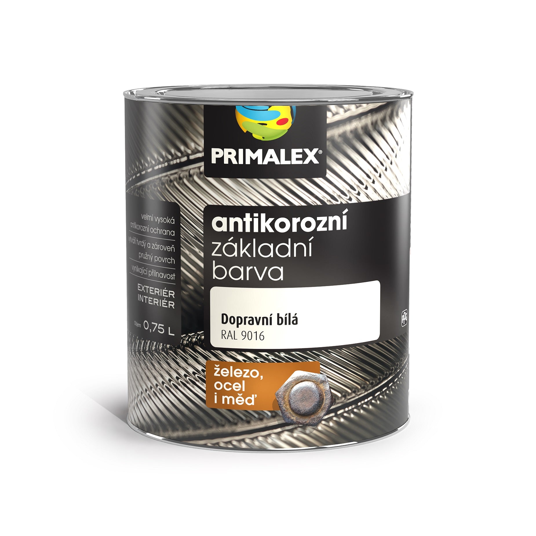 PRIMALEX Antikorózna syntetická základná farba na kov biela 0,75 l