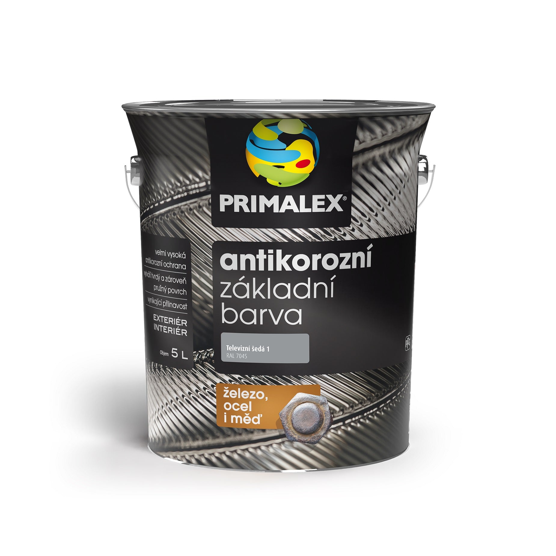 PRIMALEX Antikorózna syntetická základná farba na kov televízna šedá 5 l
