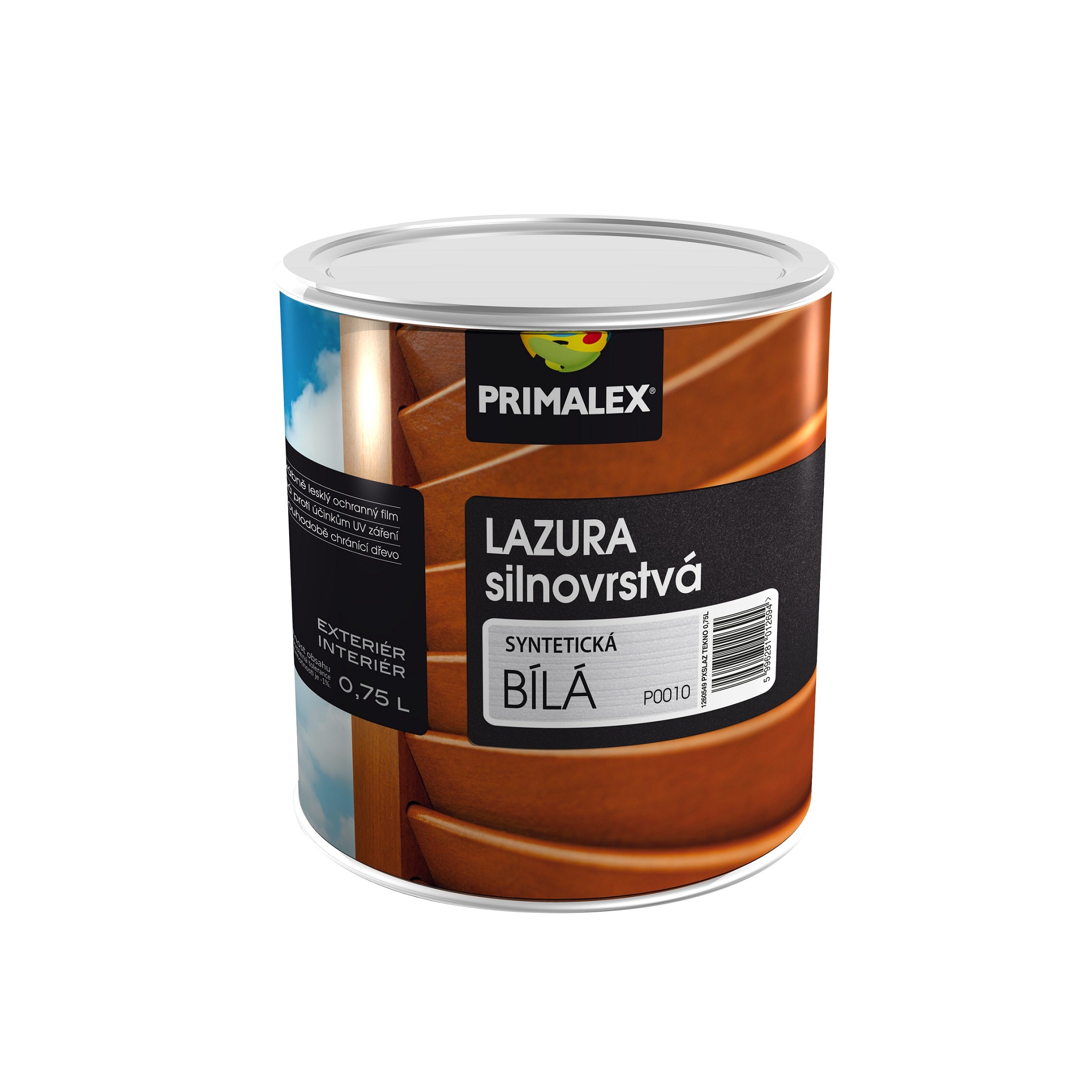 PRIMALEX LAZURA hrubovrstvá na drevo biela 0,75 l