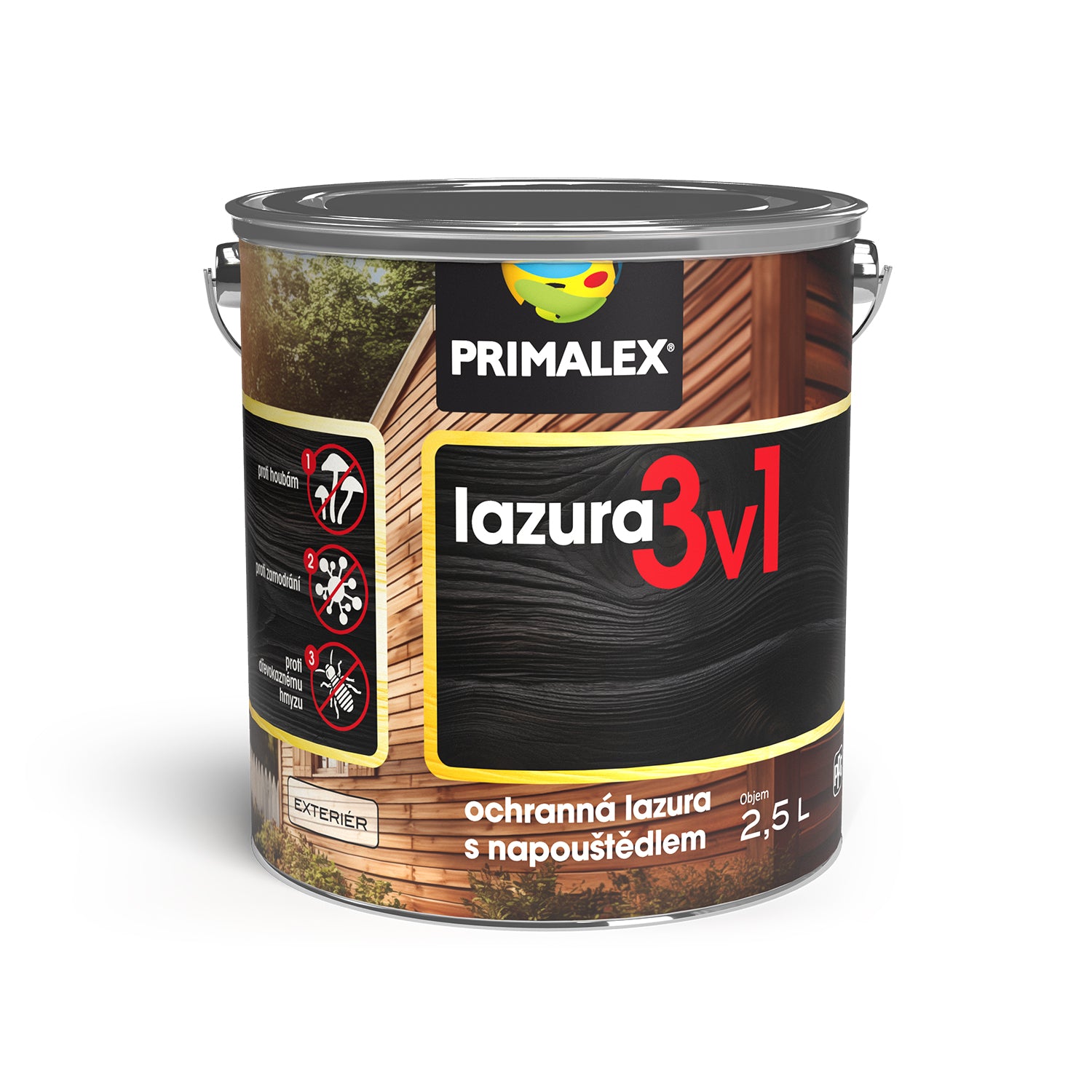 PRIMALEX lazura 3v1 ochranná lazúra na drevo s napúšťadlom exteriér 2,5 l