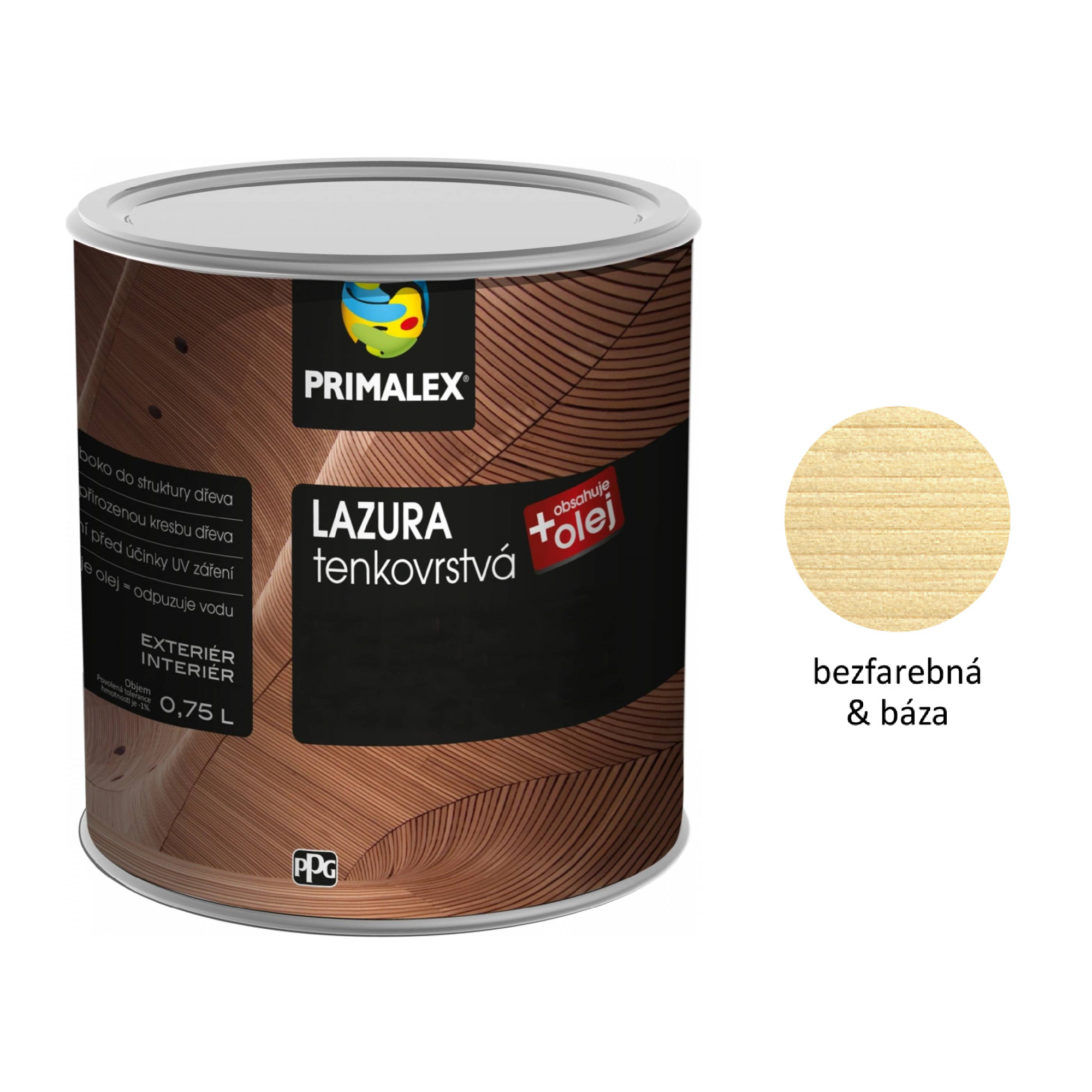 PRIMALEX LAZÚRA tenkovrstvá na drevo - bezfarebná & báza