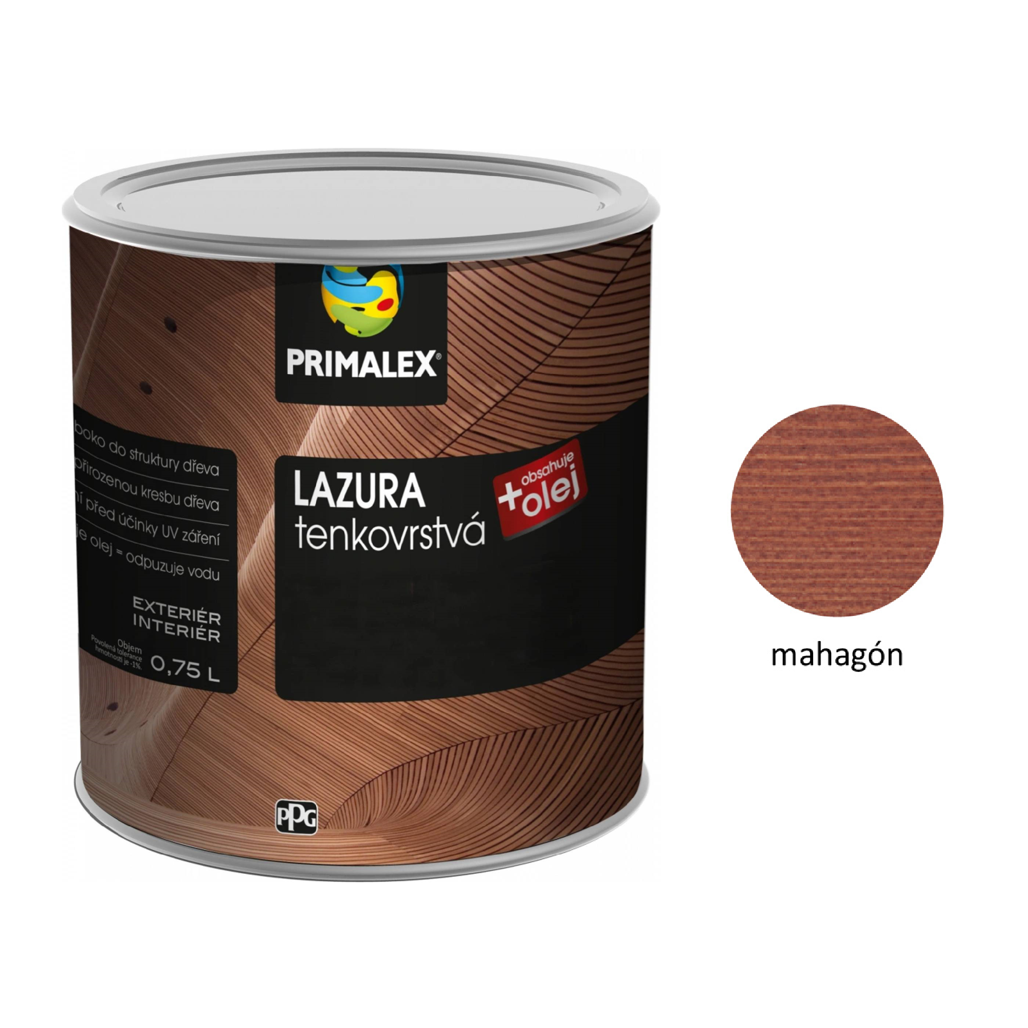 PRIMALEX LAZÚRA tenkovrstvá na drevo - mahagón