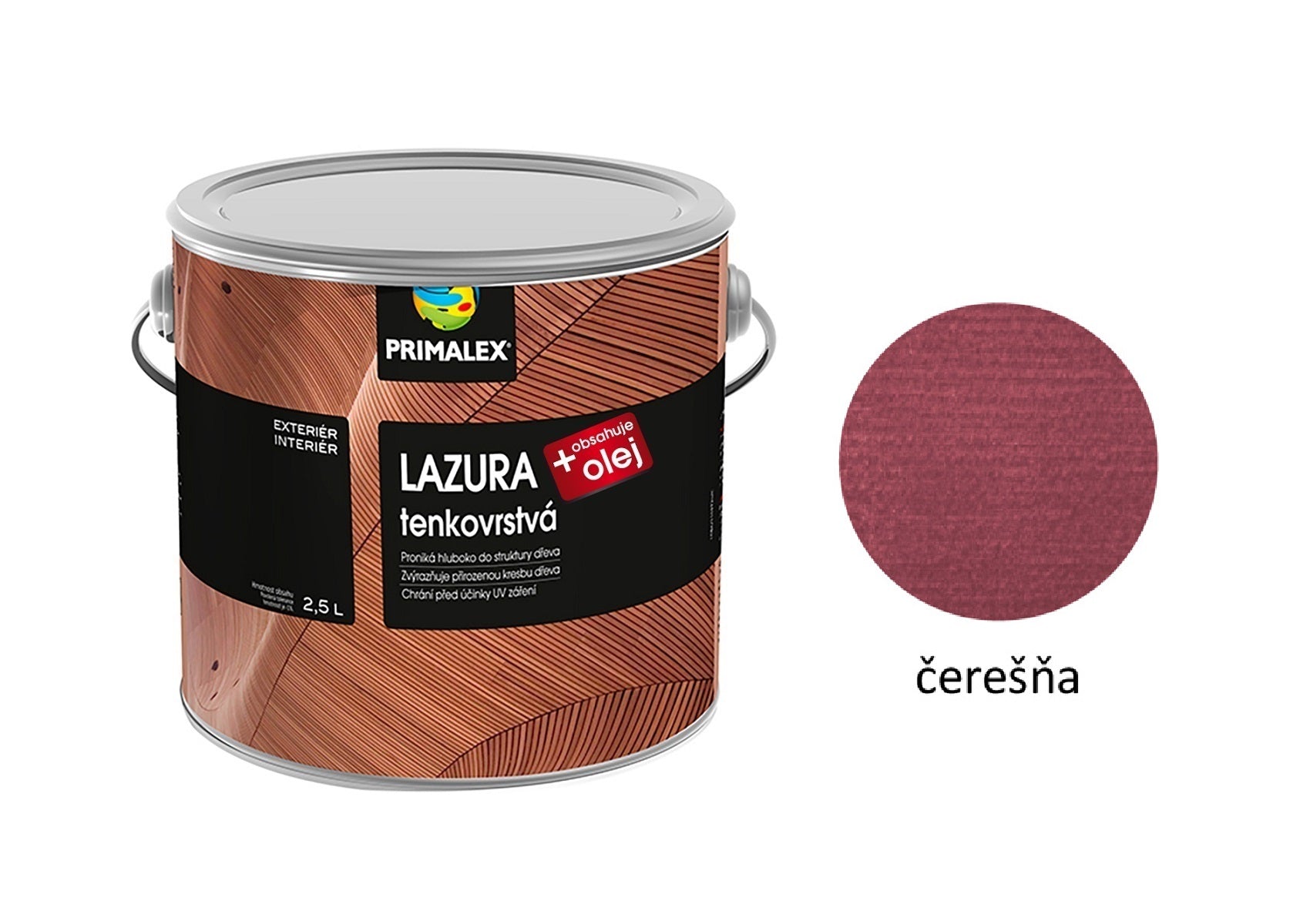 PRIMALEX LAZÚRA tenkovrstvá na drevo + olej čerešňa 2,5 l