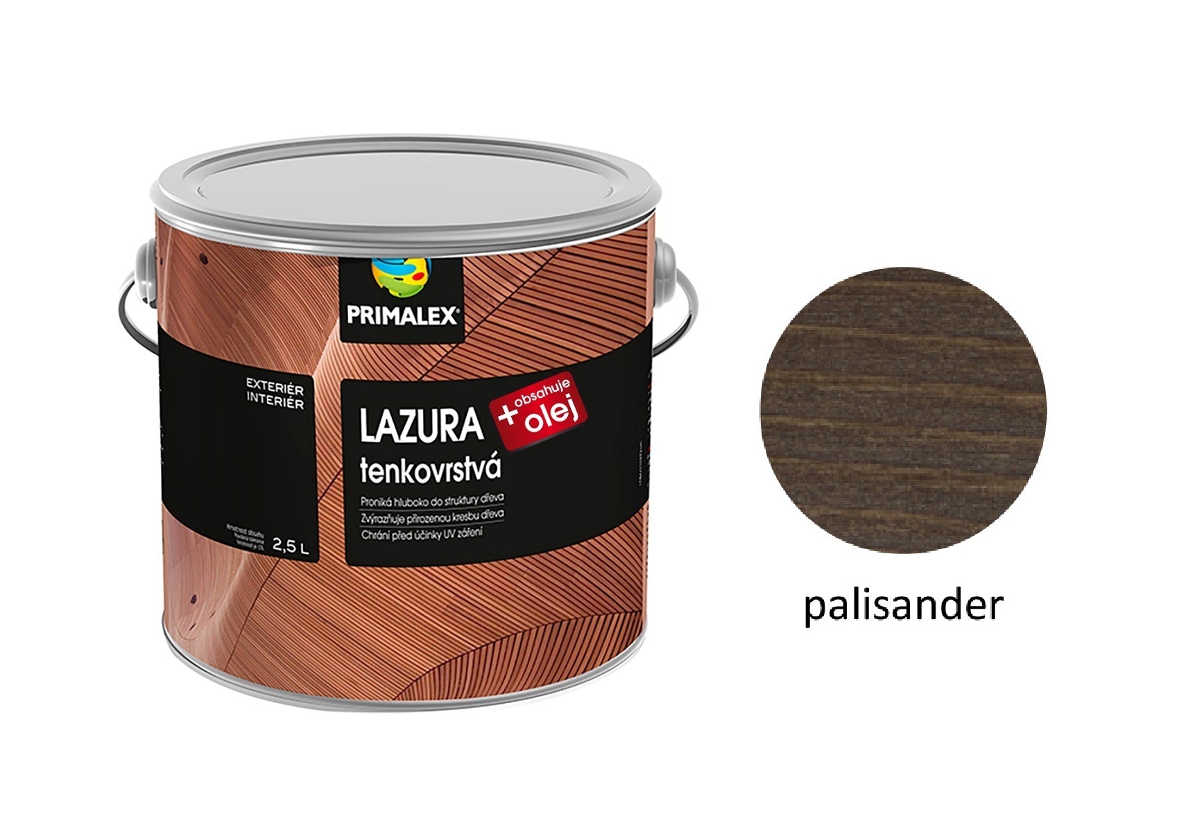 PRIMALEX LAZÚRA tenkovrstvá na drevo + olej palisander 2,5 l