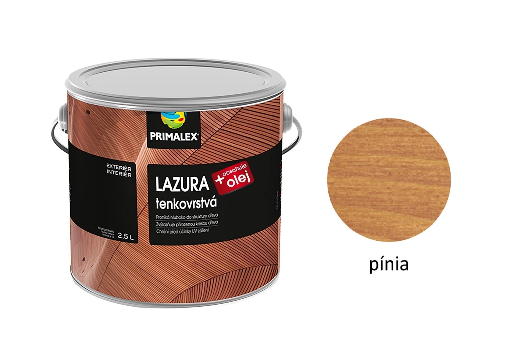 PRIMALEX LAZÚRA tenkovrstvá na drevo + olej pínia 2,5 l