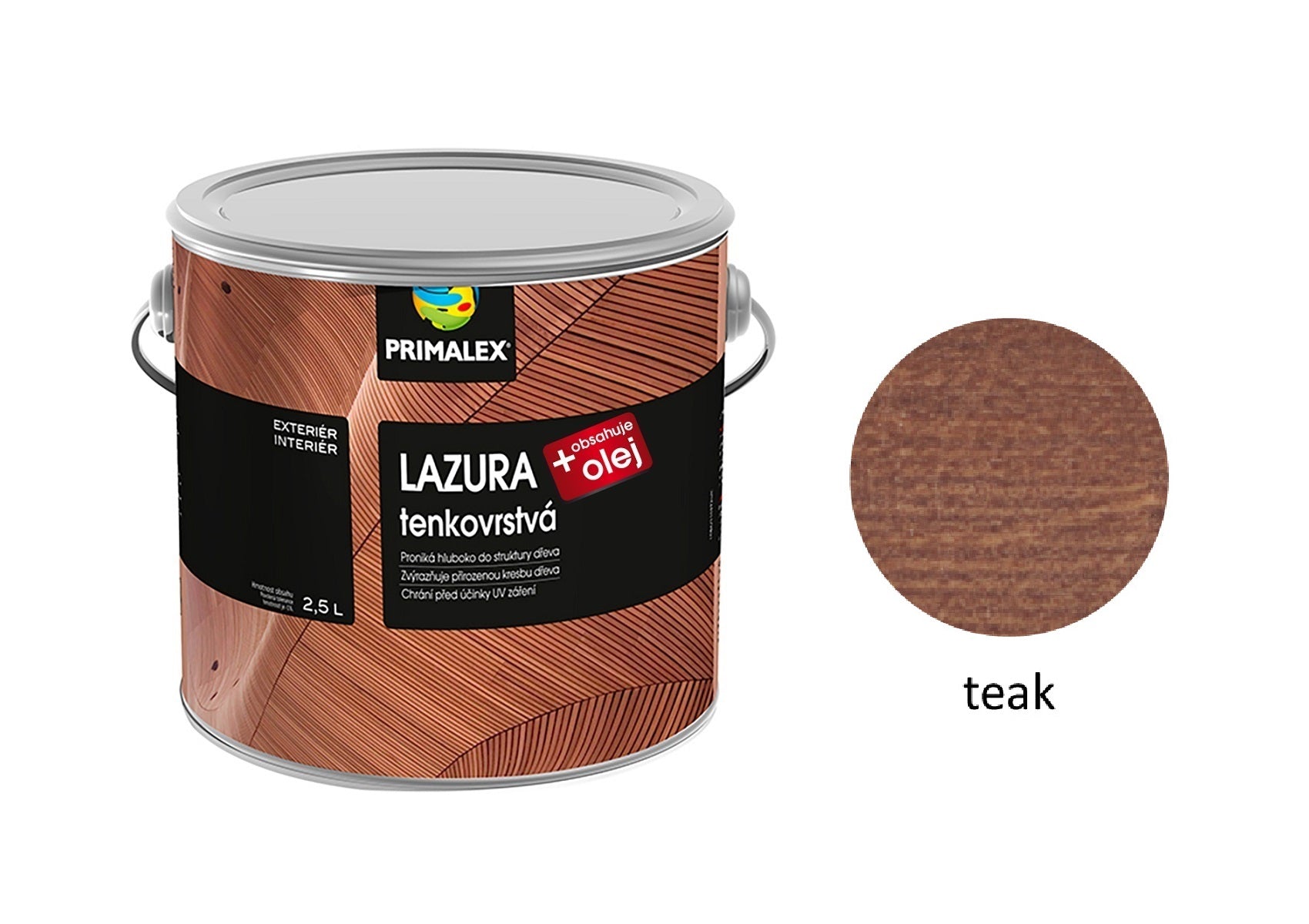 PRIMALEX LAZÚRA tenkovrstvá na drevo + olej teak 2,5 l