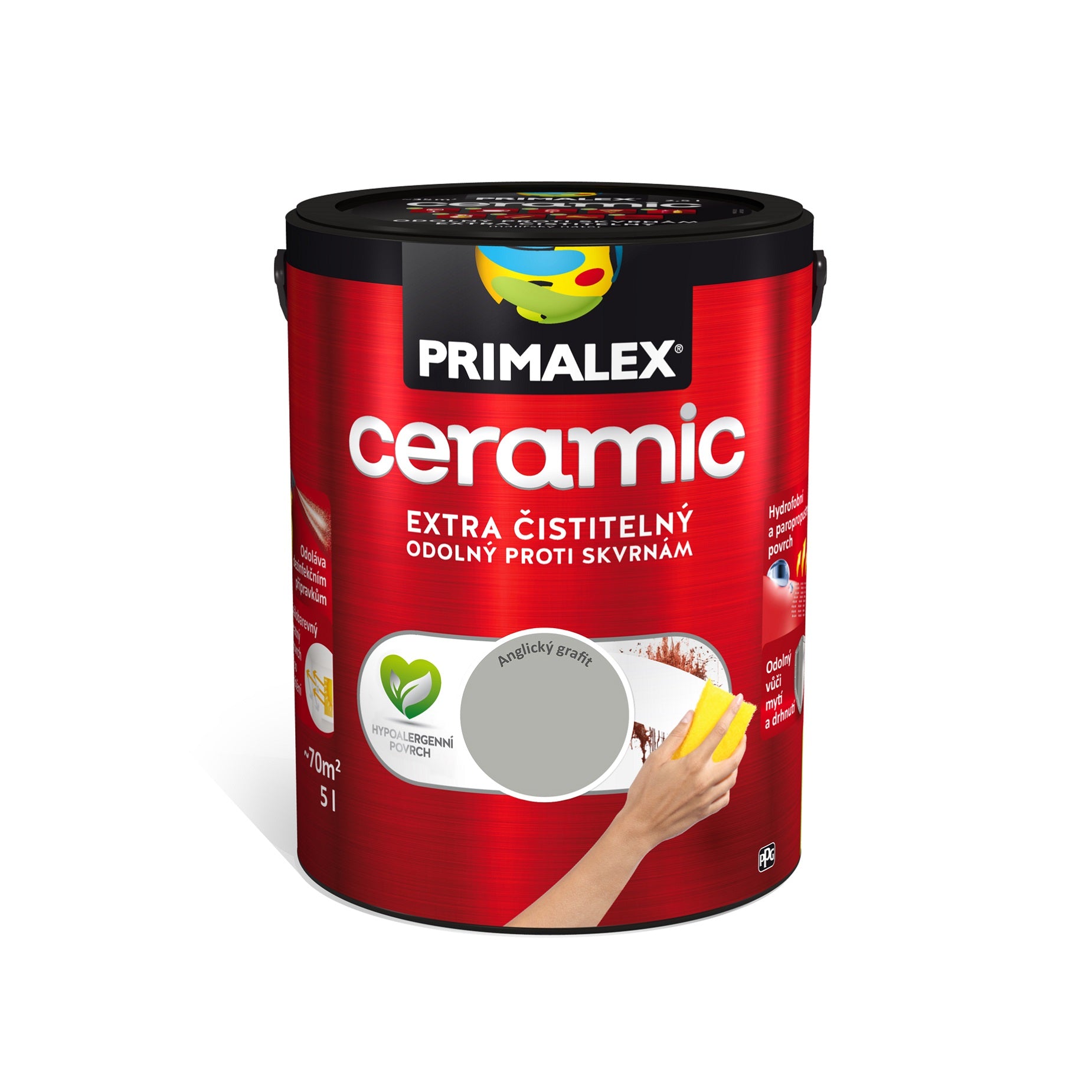 PRIMALEX ceramic umývateľná interiérová farba na stenu anglický grafit 5 l