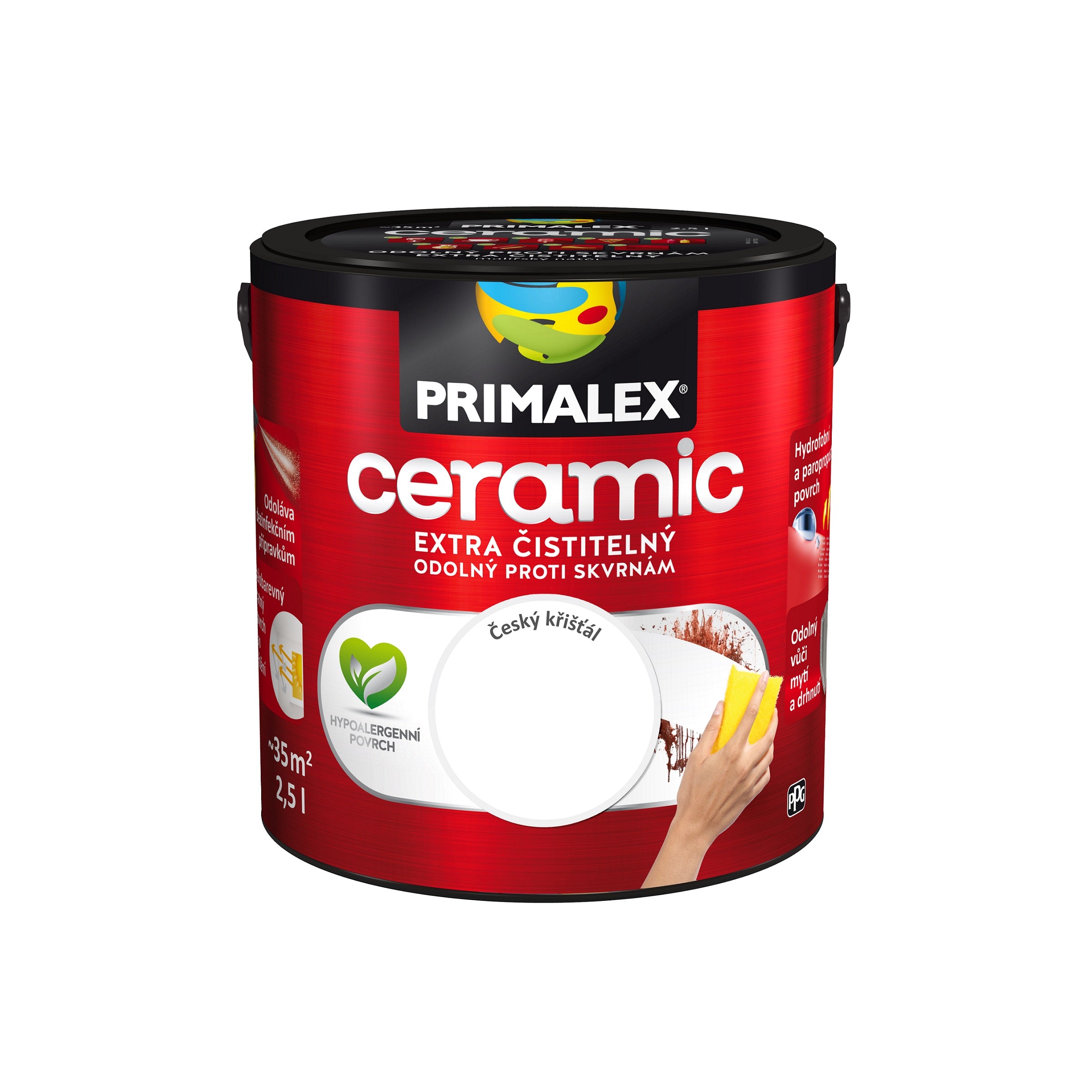 PRIMALEX ceramic umývateľná interiérová farba na stenu český krištáľ 2,5 l