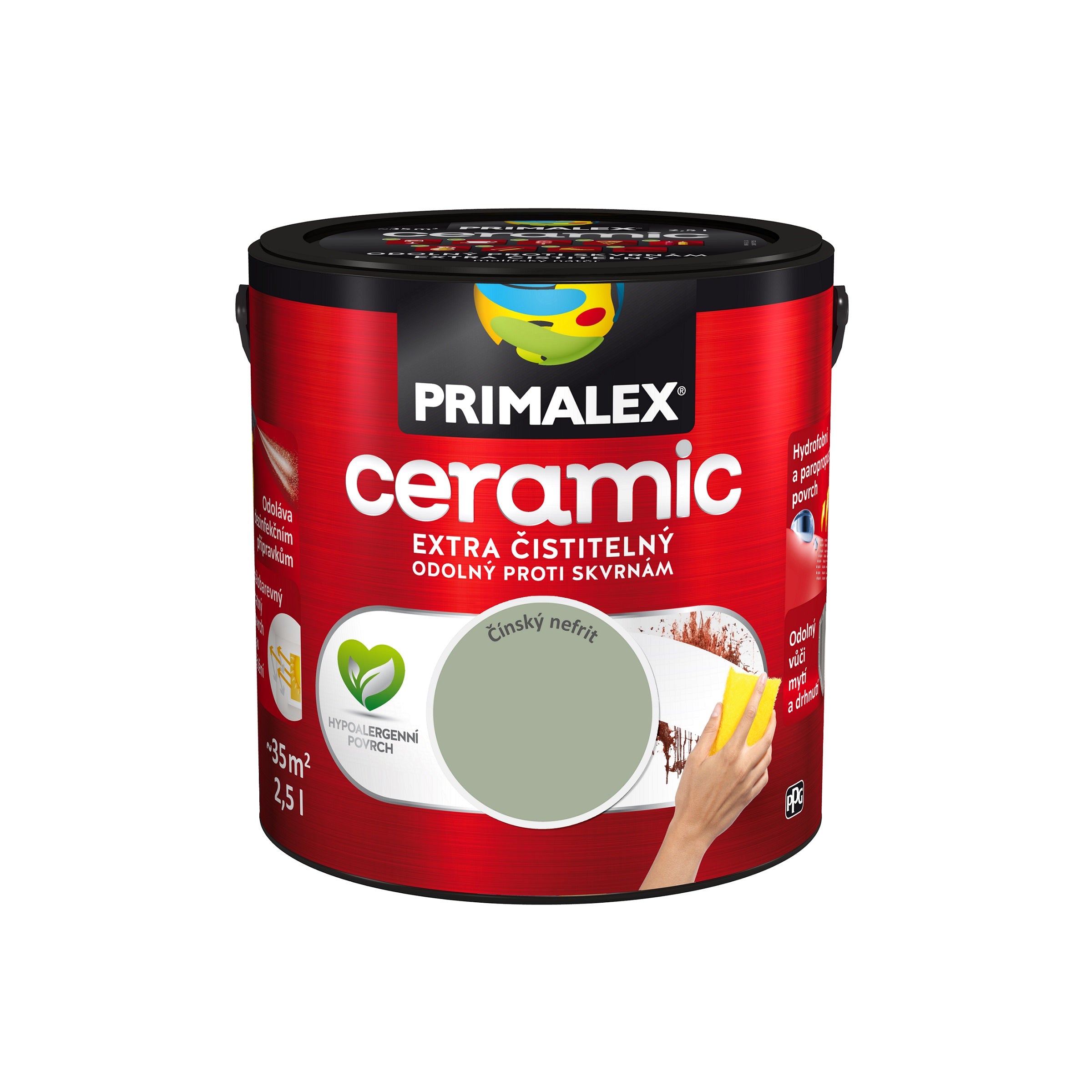 PRIMALEX ceramic umývateľná interiérová farba na stenu čínsky nefrit 2,5 l