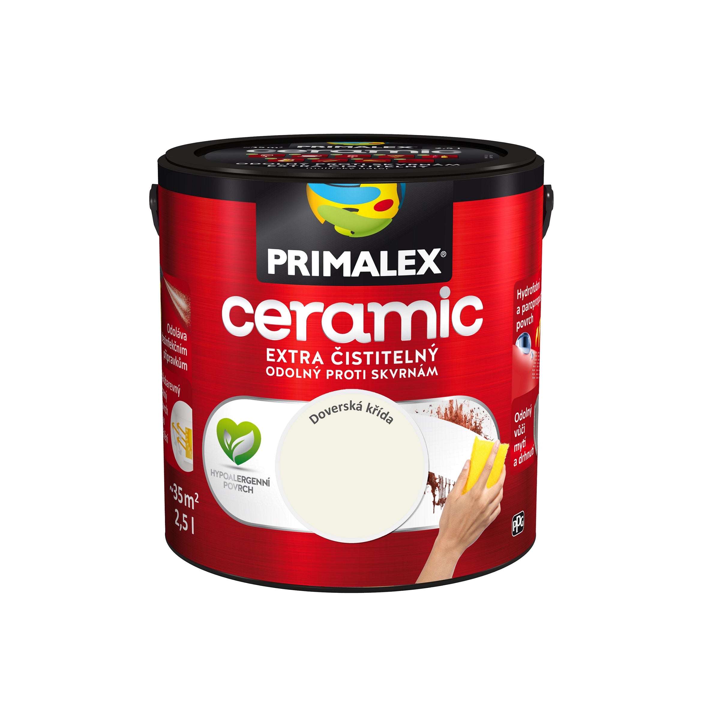 PRIMALEX ceramic umývateľná interiérová farba na stenu doverská krieda 2,5 l