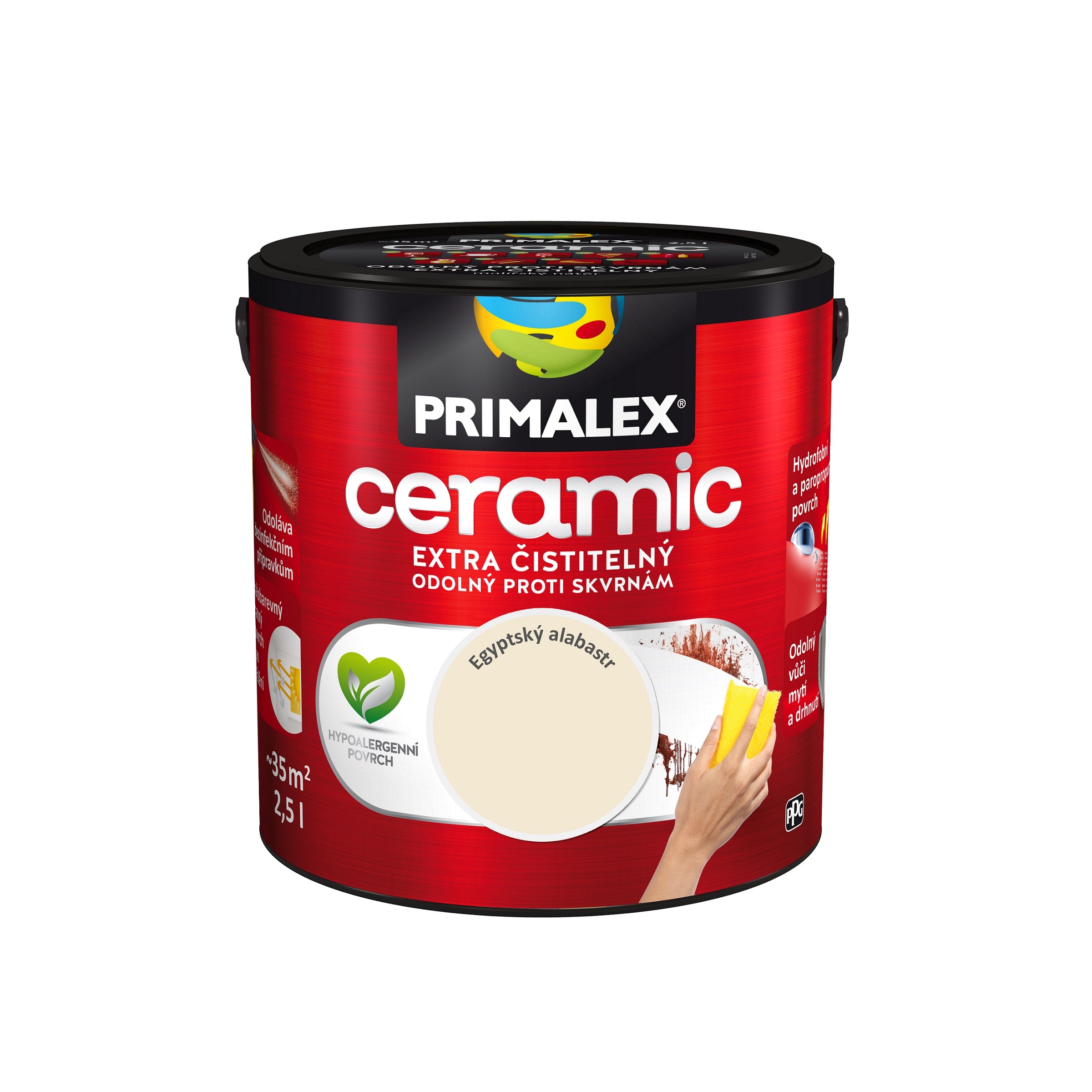 PRIMALEX ceramic umývateľná interiérová farba na stenu egyptský alabaster 2,5 l