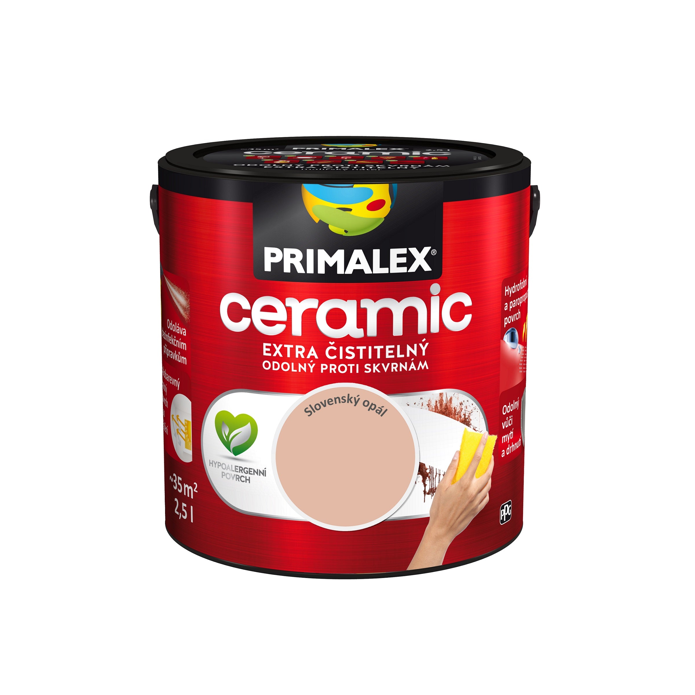 PRIMALEX ceramic umývateľná interiérová farba na stenu slovenský opál 2,5 l