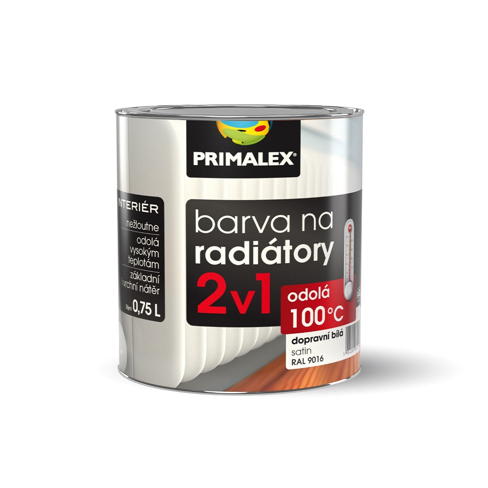 PRIMALEX Biela farba na radiátory 2v1 dopravná biela 0,75 l