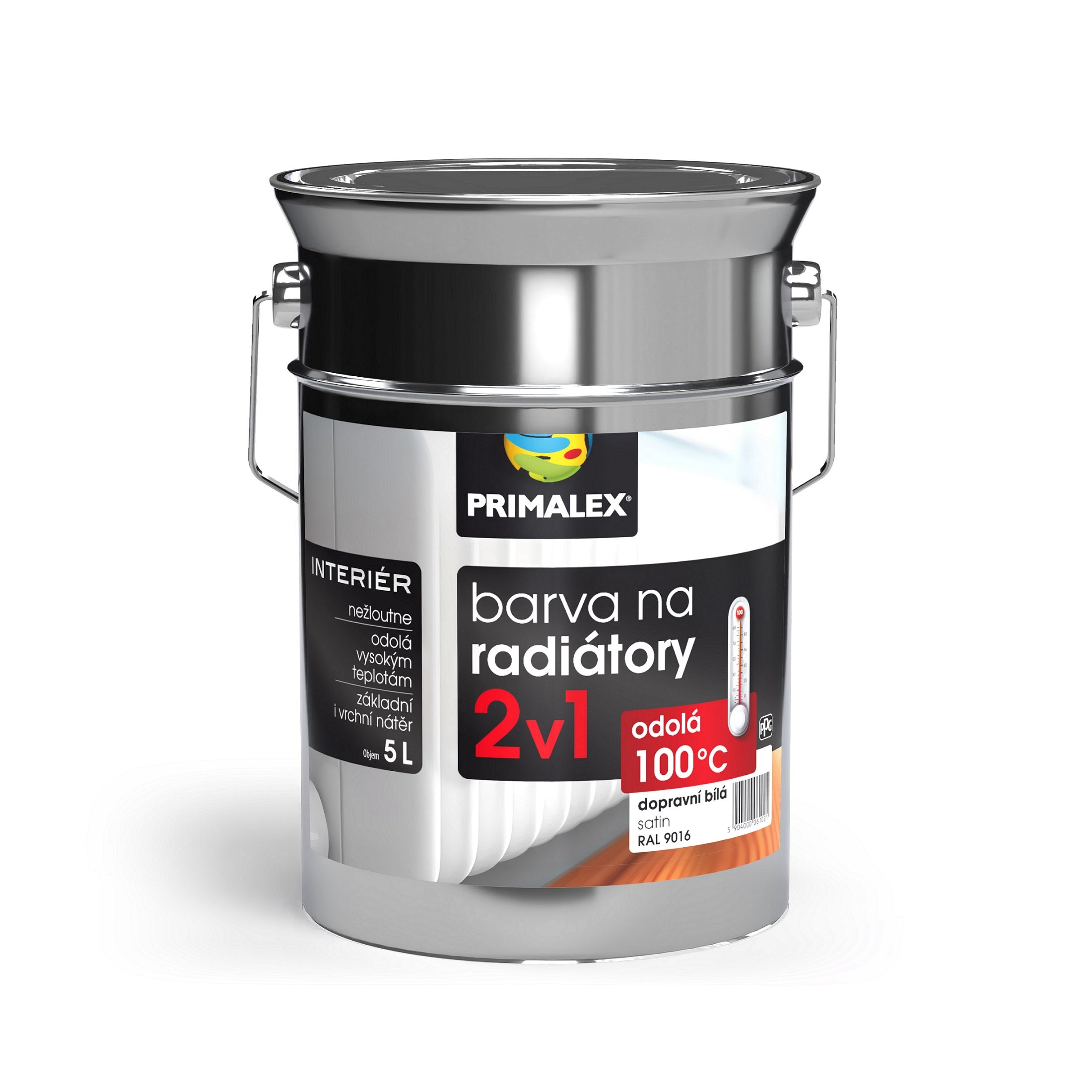 PRIMALEX Biela farba na radiátory 2v1 dopravná biela 5 l
