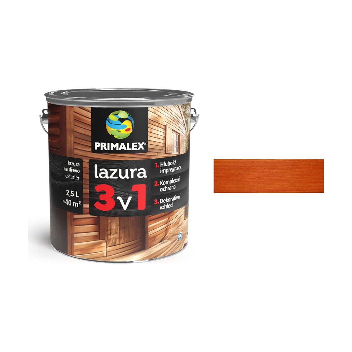 PRIMALEX lazura 3v1 čerešňa 2,5 l, tenkovrstvá lazúra na drevo