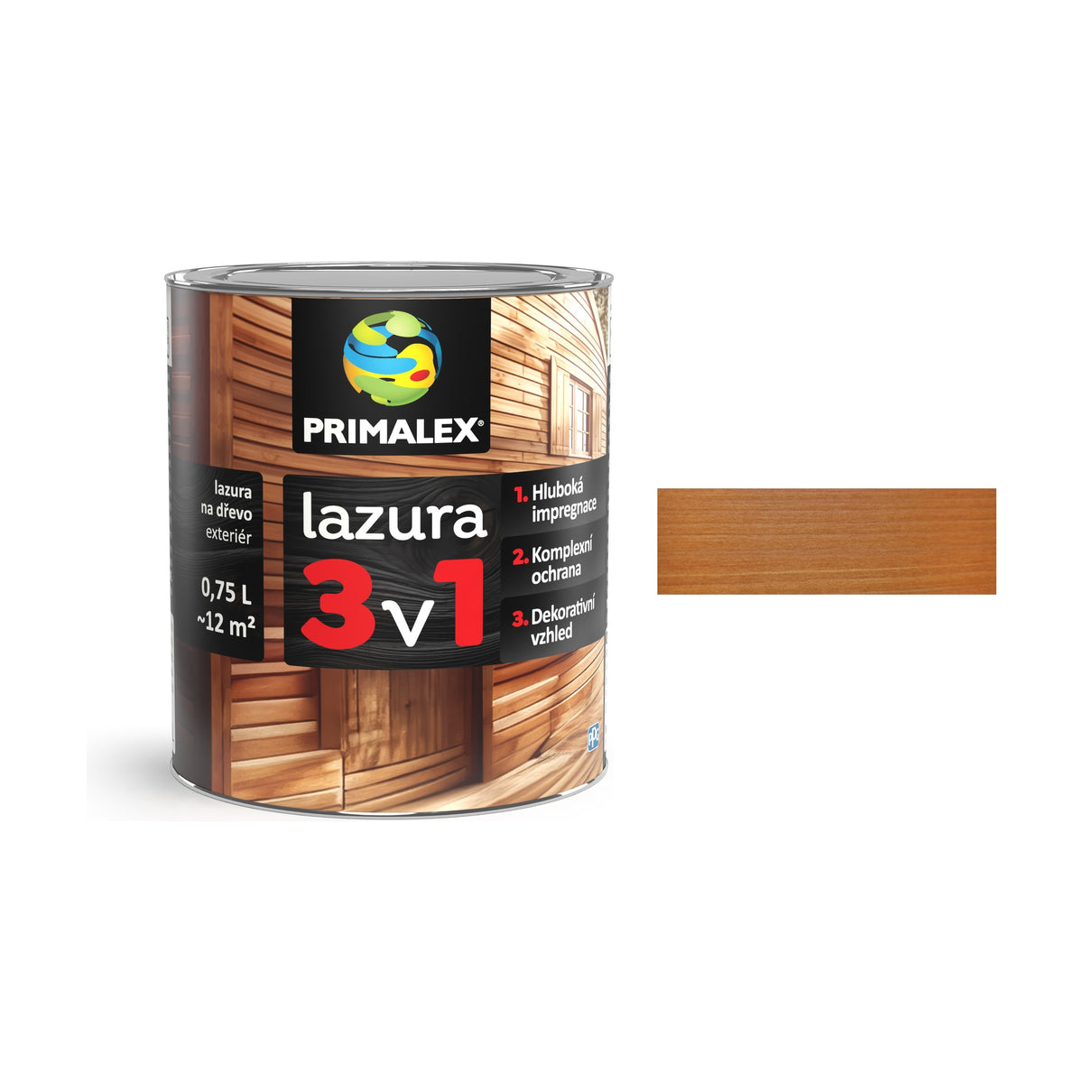 PRIMALEX lazura 3v1 dub svetlý 0,75 l, tenkovrstvá lazúra na drevo