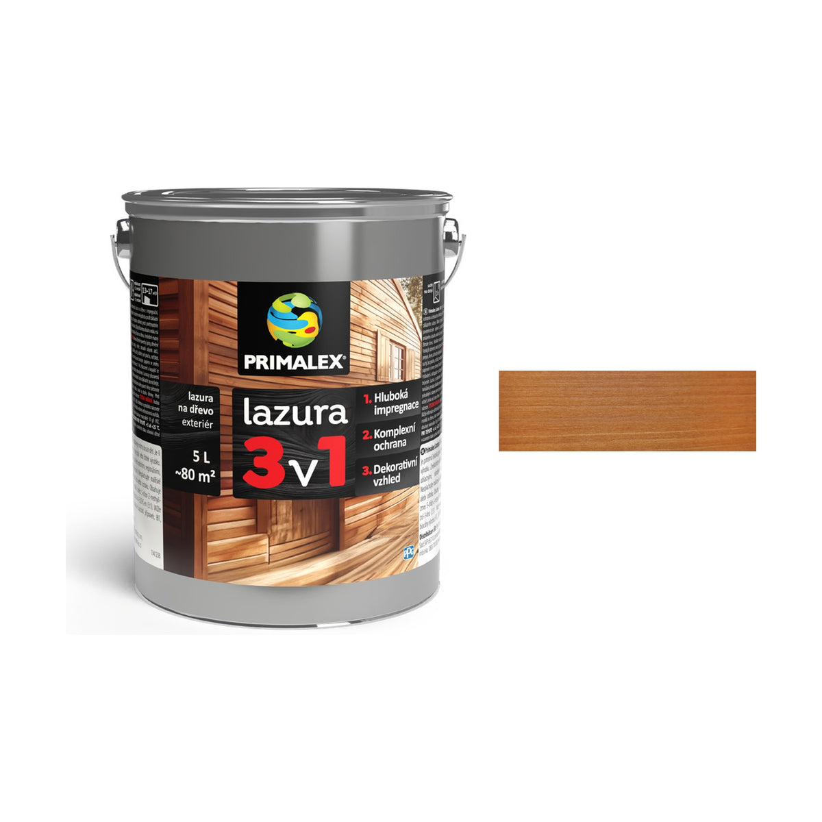 PRIMALEX lazura 3v1 dub svetlý 5 l, tenkovrstvá lazúra na drevo