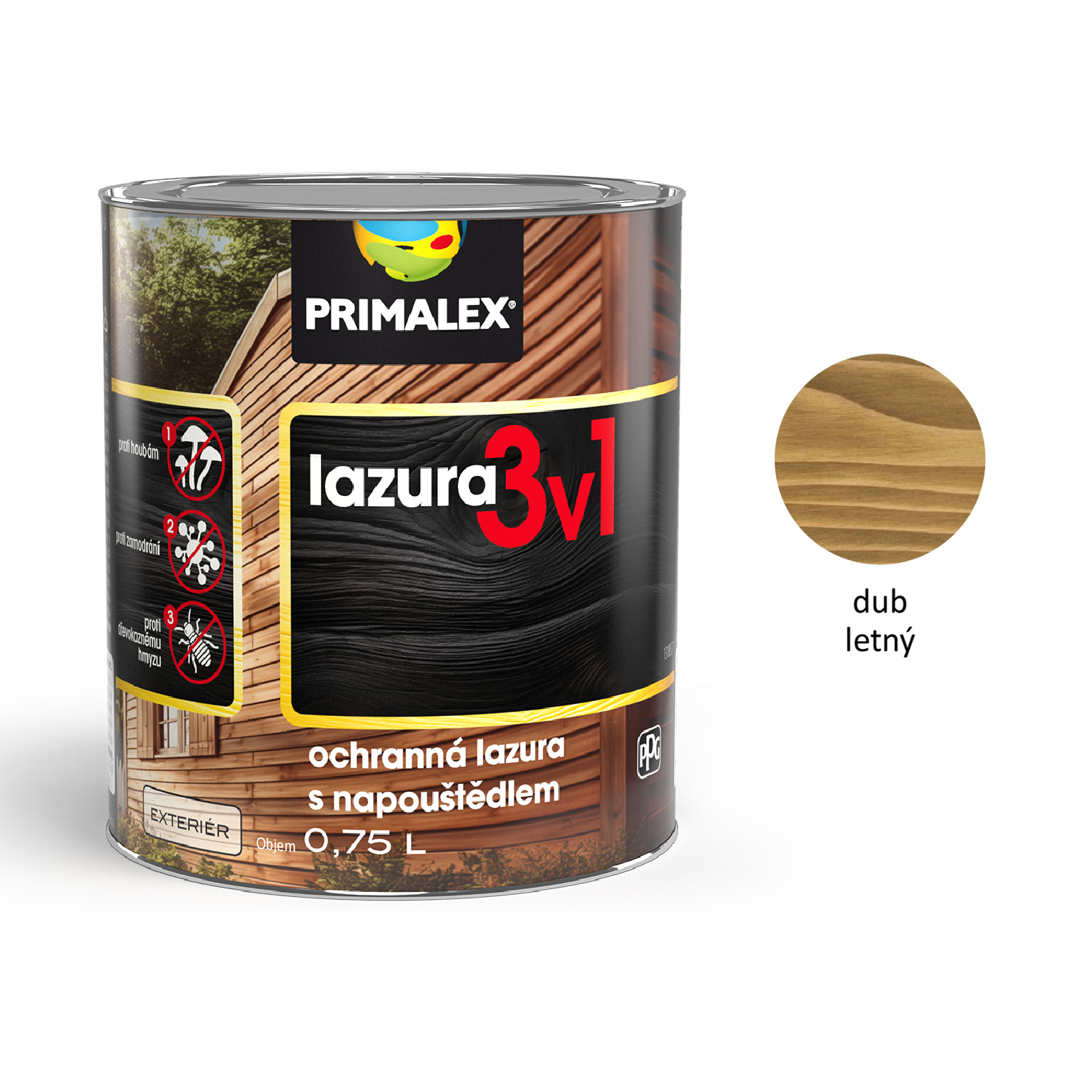 PRIMALEX lazura 3v1 ochranná lazúra na drevo s napúšťadlom exteriér - dub letný