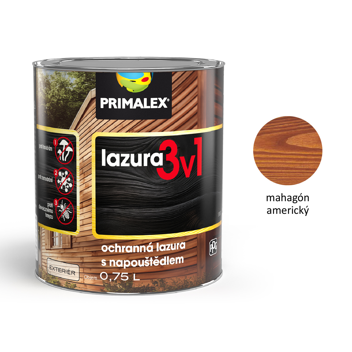PRIMALEX lazura 3v1 ochranná lazúra na drevo s napúšťadlom exteriér - mahagón americký