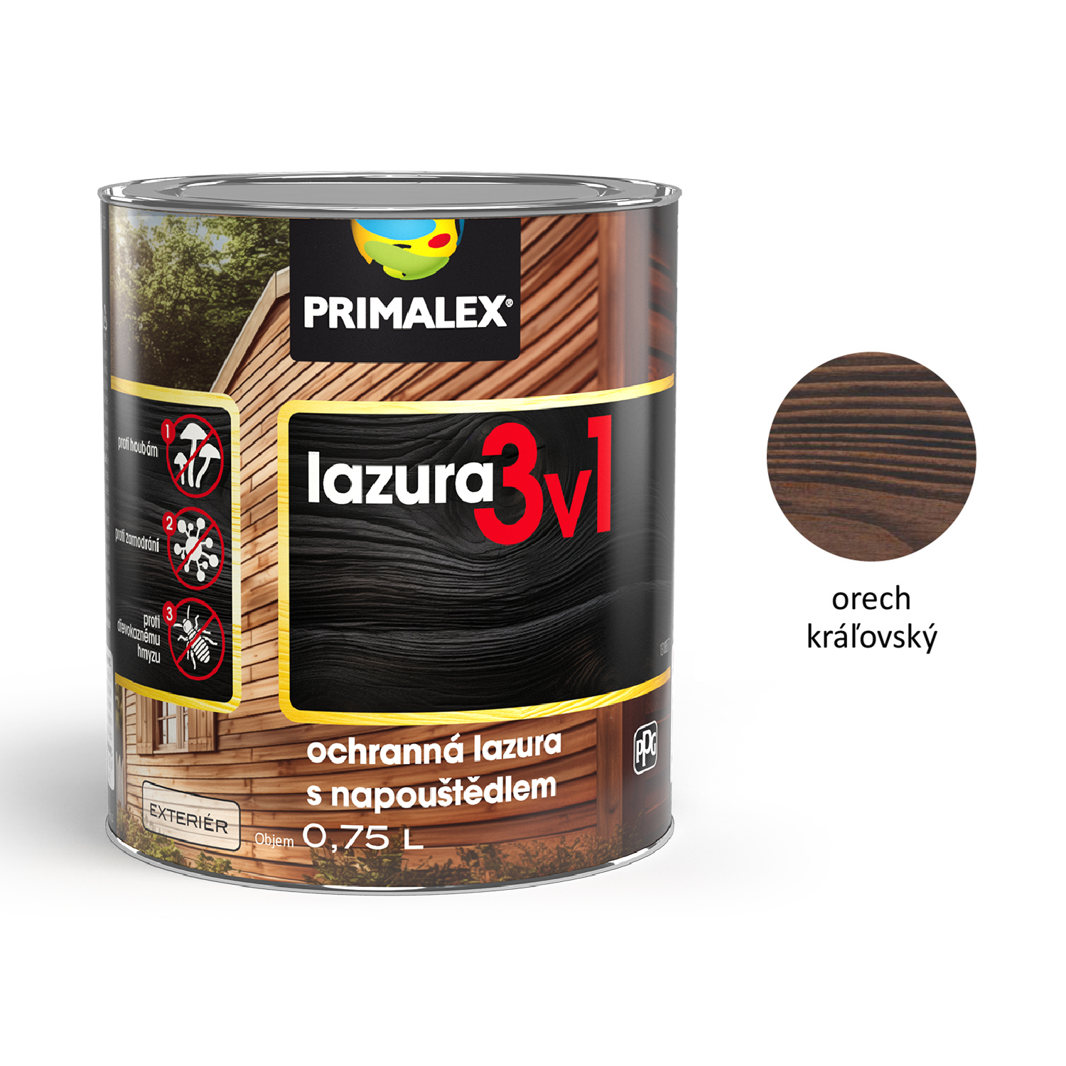 PRIMALEX lazura 3v1 ochranná lazúra na drevo s napúšťadlom exteriér - orech kráľovský