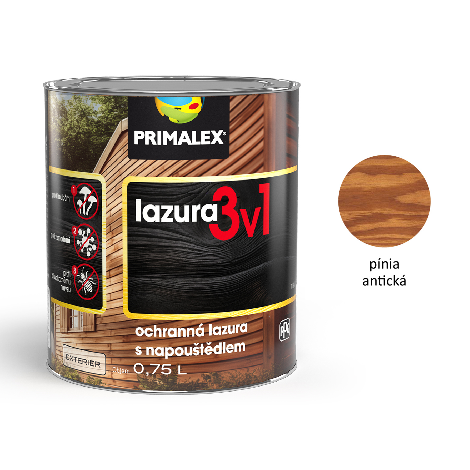 PRIMALEX lazura 3v1 ochranná lazúra na drevo s napúšťadlom exteriér - pínia antická