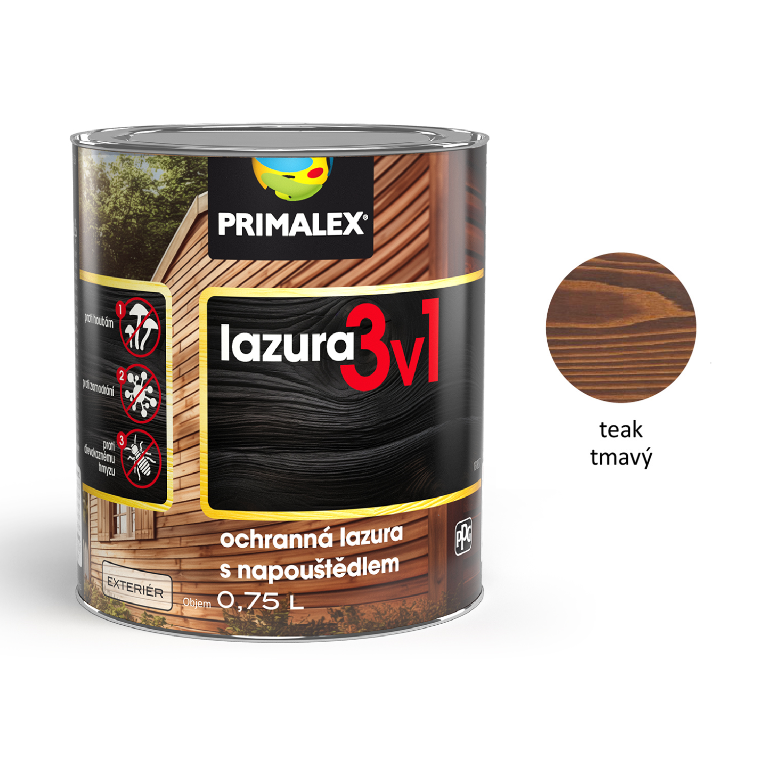 PRIMALEX lazura 3v1 ochranná lazúra na drevo s napúšťadlom exteriér - teak tmavý