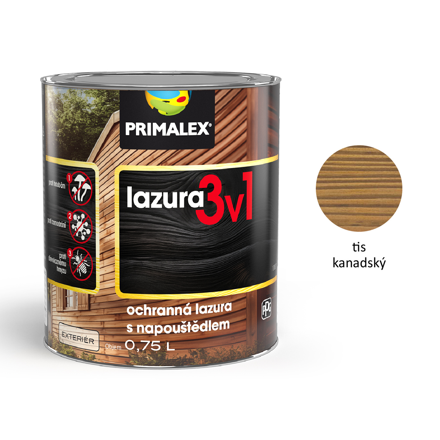 PRIMALEX lazura 3v1 ochranná lazúra na drevo s napúšťadlom exteriér - tis kanadský