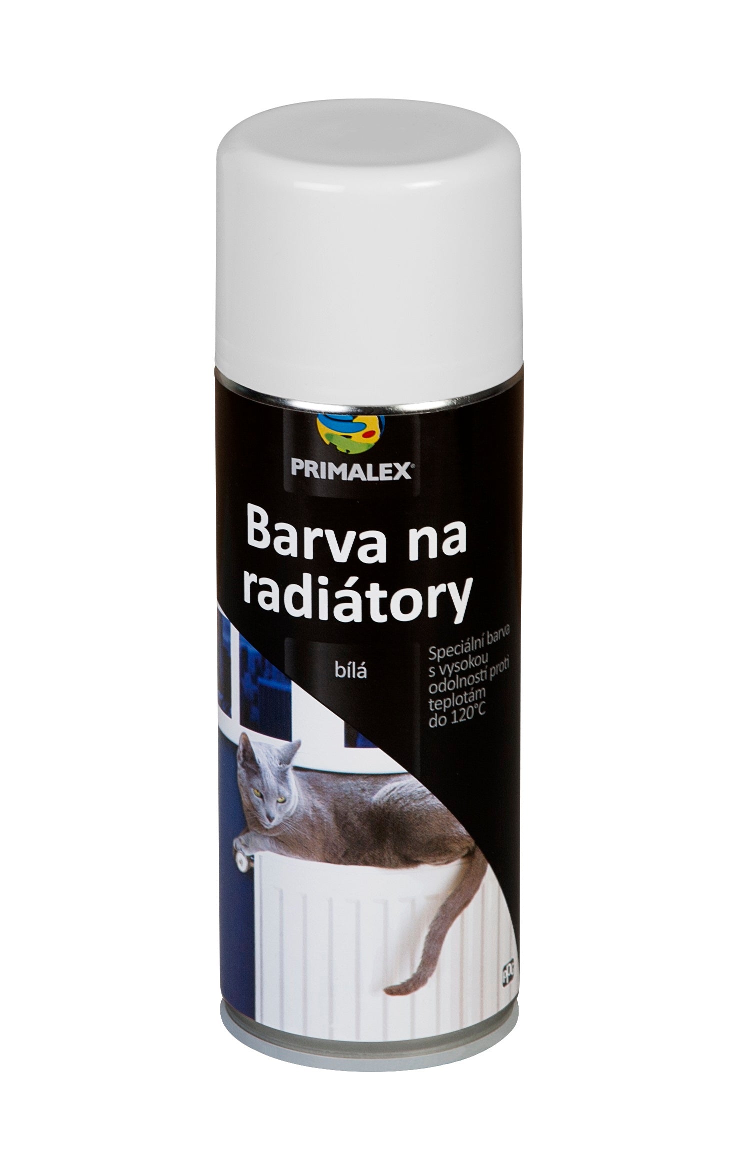 PRIMALEX Biela syntetická farba na radiátory v spreji 400 ml