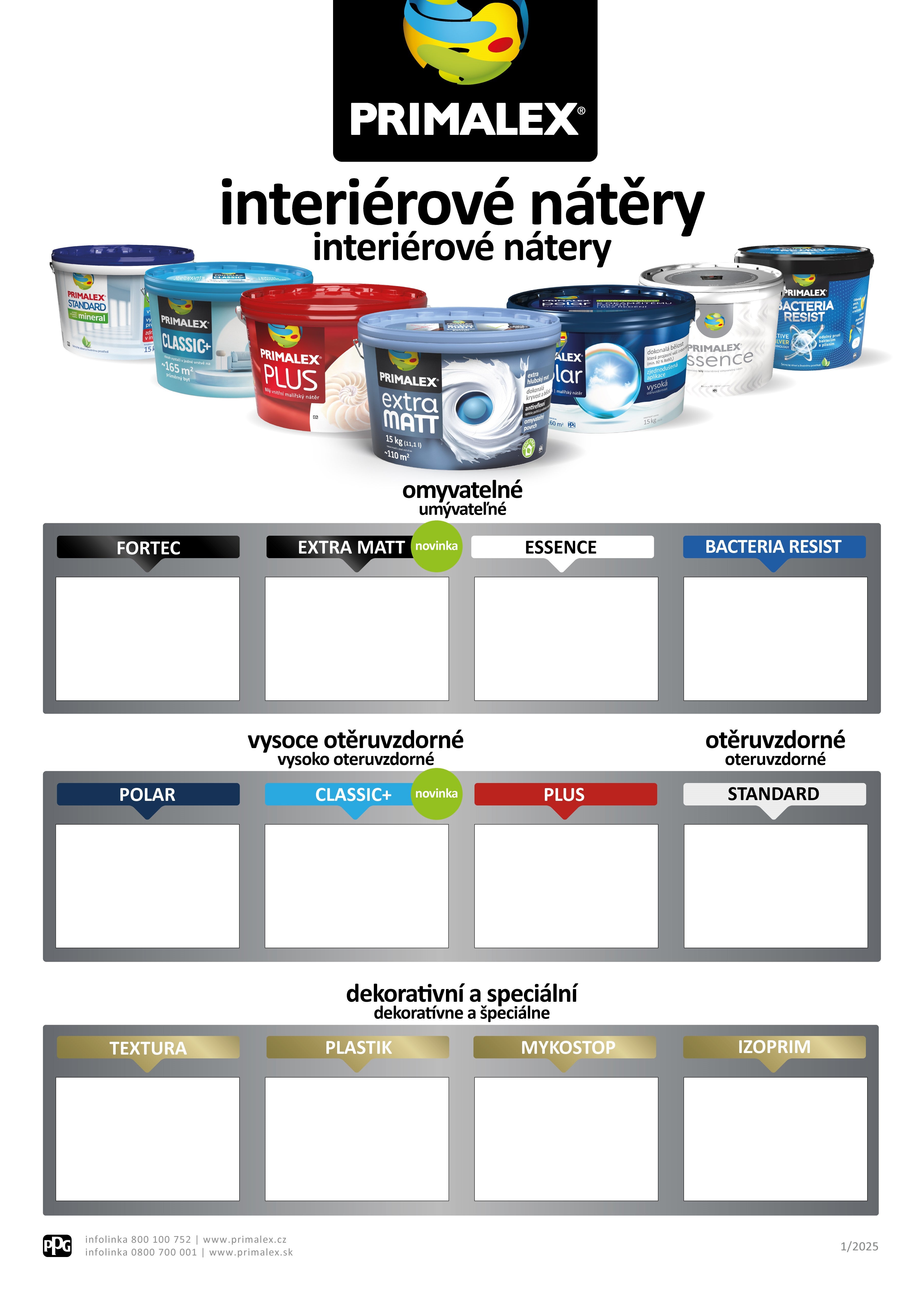 Primalex interiérové nátery vzorkovník