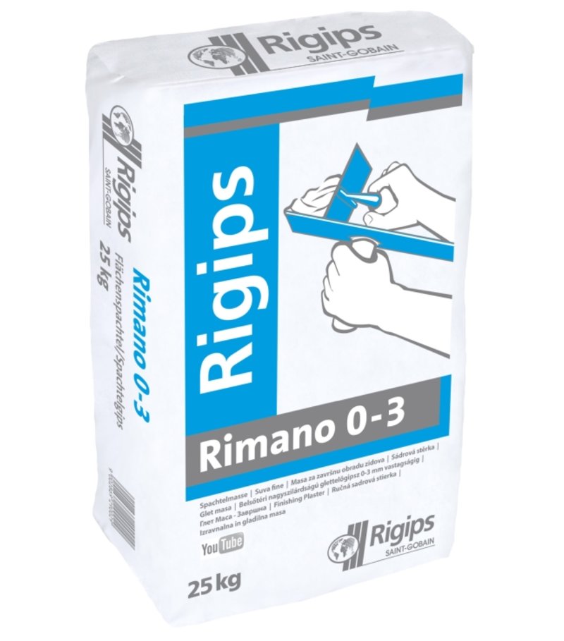 Rigips Rimano 0-3 mm veľmi jemná sadrová stierka 25 kg