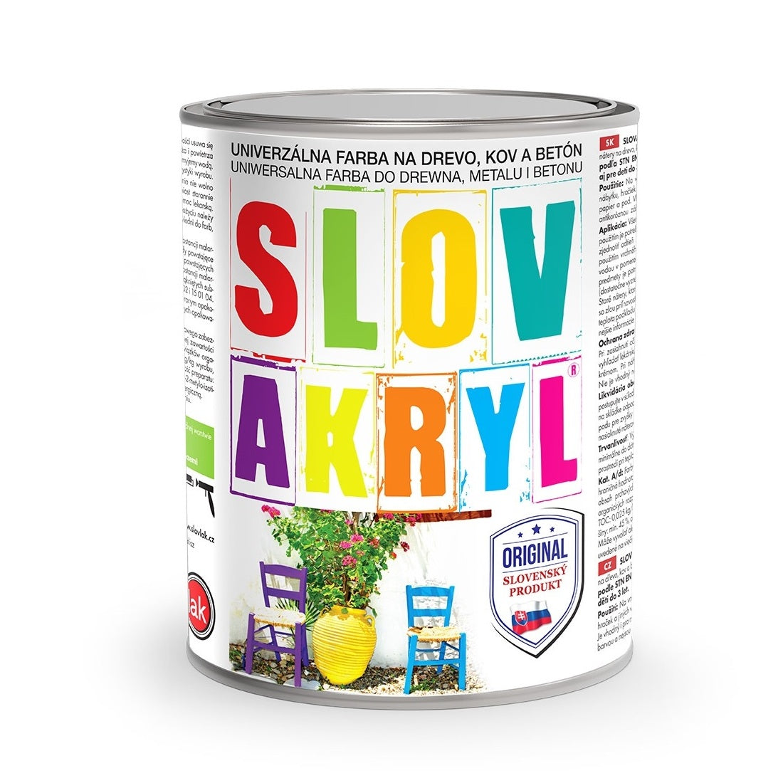 SLOVAKRYL univerzálna vodou riediteľná antikorózna farba na drevo, kov a betón