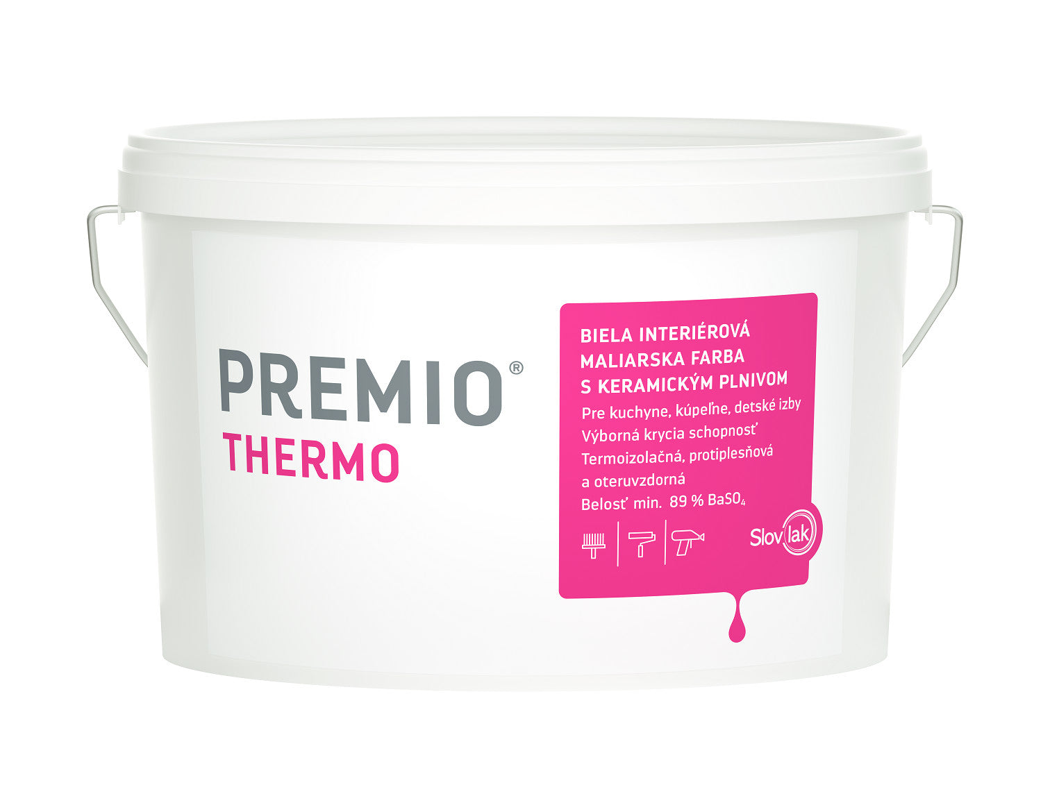 Slovlak PREMIO THERMO vodou riediteľná protiplesňová biela farba na stenu
