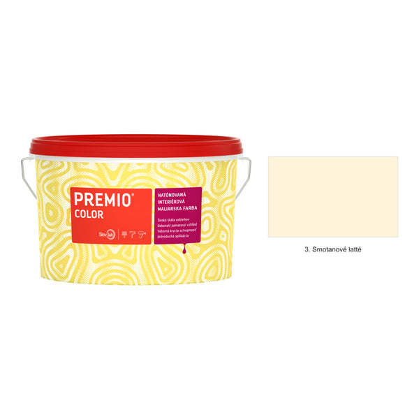 Slovlak PREMIO COLOR natónovaná interiérová maliarska farba na stenu - 3. Smotanové latté