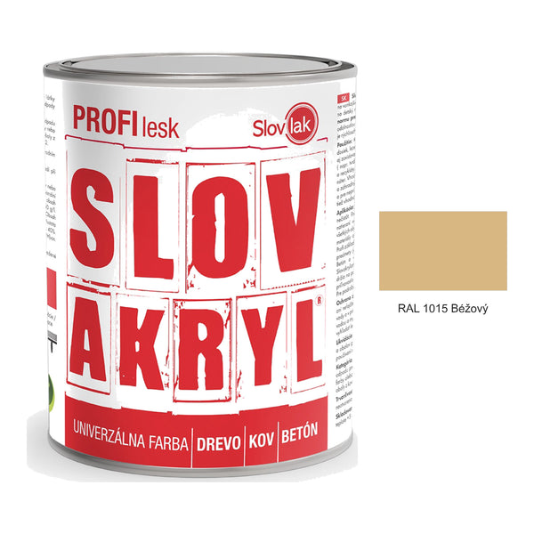 SLOVAKRYL PROFI lesk vodou riediteľná univerzálna rýchloschnúca farba na drevo, kov a betón - RAL 1015 Béžový