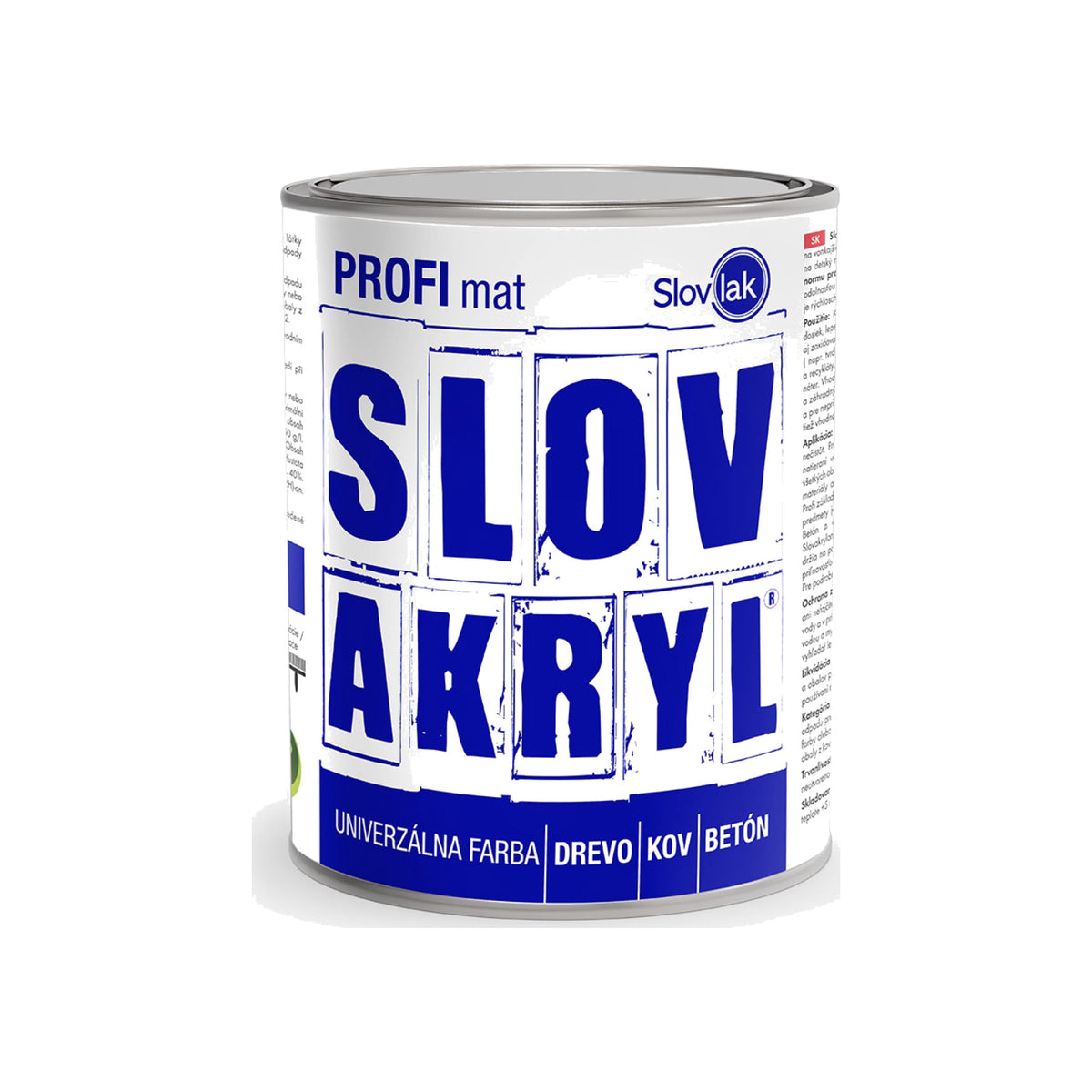 SLOVAKRYL PROFI mat vodou riediteľná univerzálna rýchloschnúca farba na drevo, kov a betón 0,75 kg