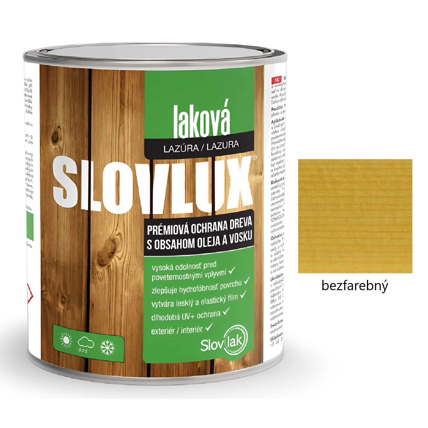 Slovlak SLOVLUX laková hrubovrstvá lazúra na drevo - bezfarebný