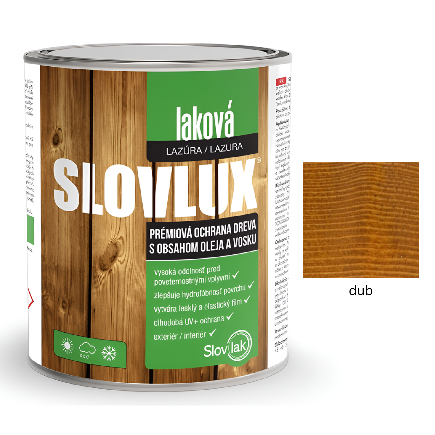 Slovlak SLOVLUX laková hrubovrstvá lazúra na drevo - dub