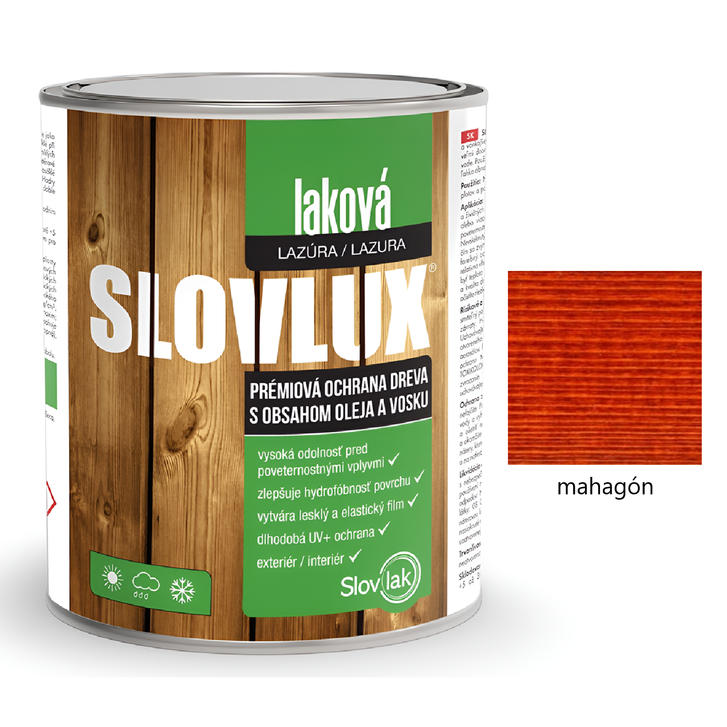 Slovlak SLOVLUX laková hrubovrstvá lazúra na drevo - mahagón