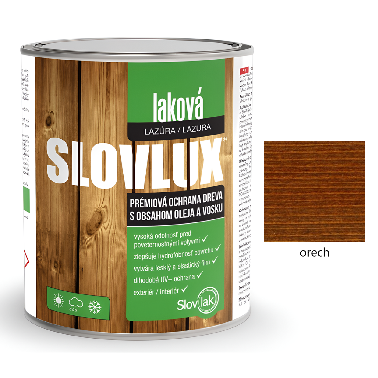 Slovlak SLOVLUX laková hrubovrstvá lazúra na drevo - orech