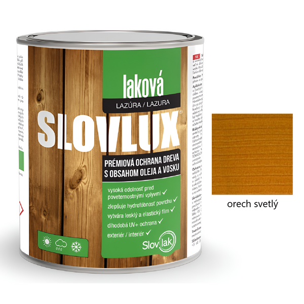 Slovlak SLOVLUX laková hrubovrstvá lazúra na drevo - orech svetlý