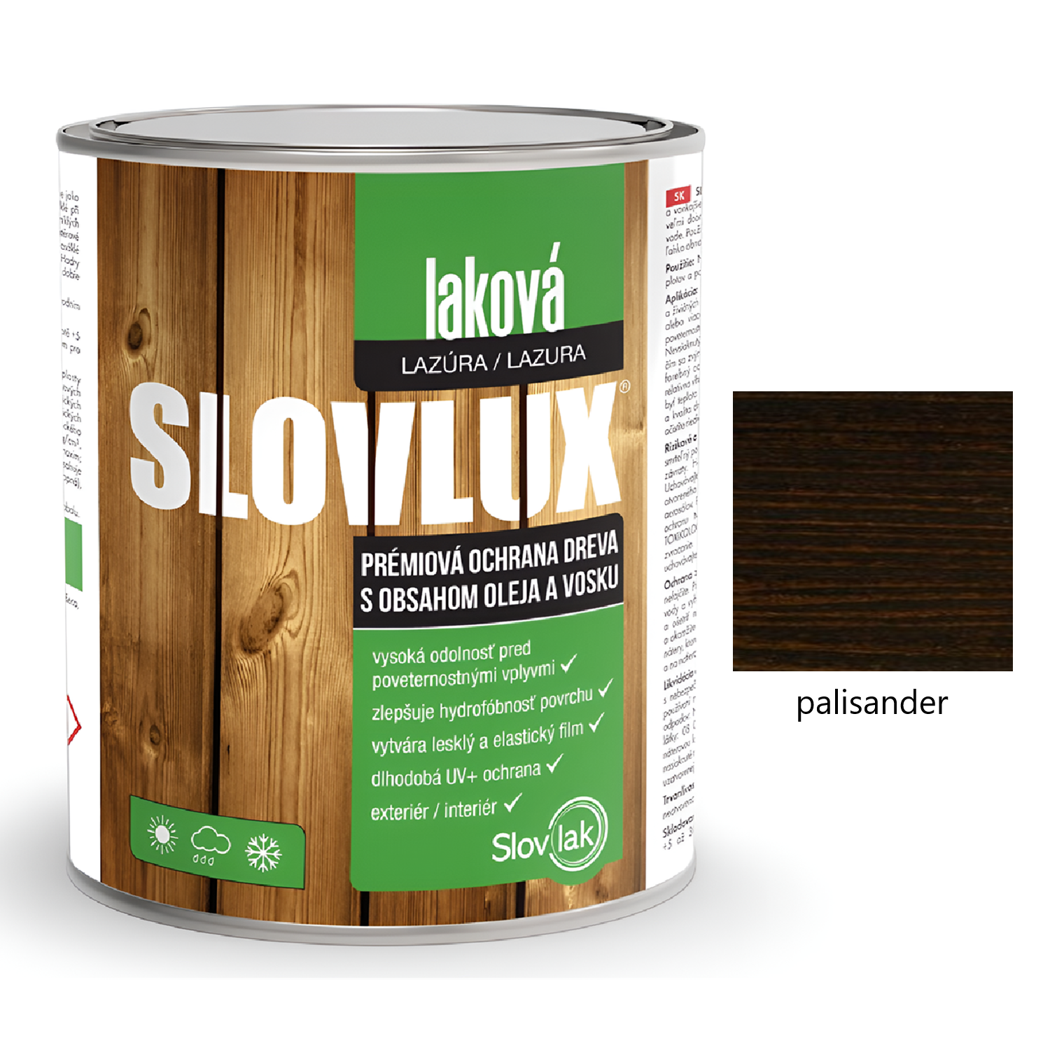 Slovlak SLOVLUX laková hrubovrstvá lazúra na drevo - palisander