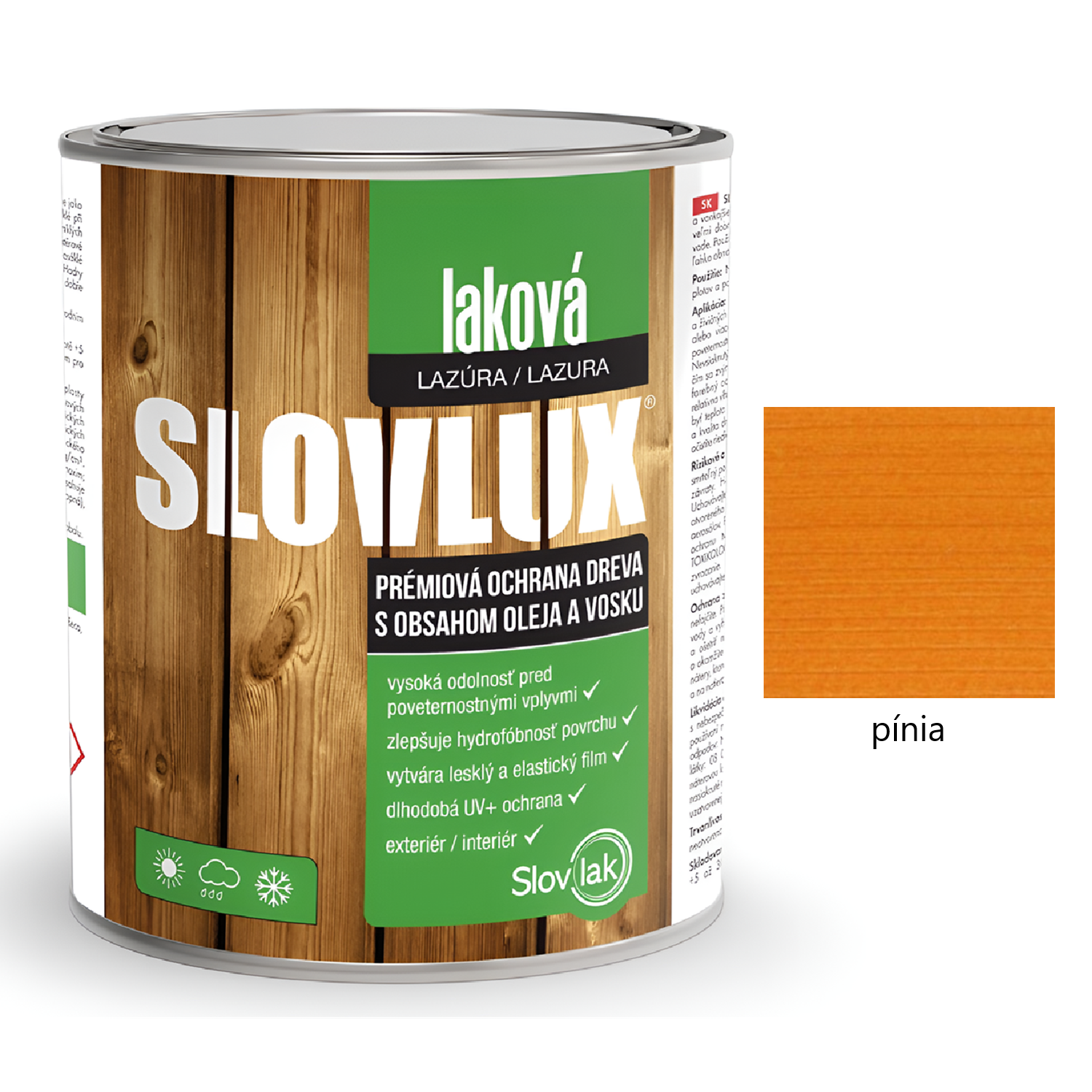 Slovlak SLOVLUX laková hrubovrstvá lazúra na drevo - pínia