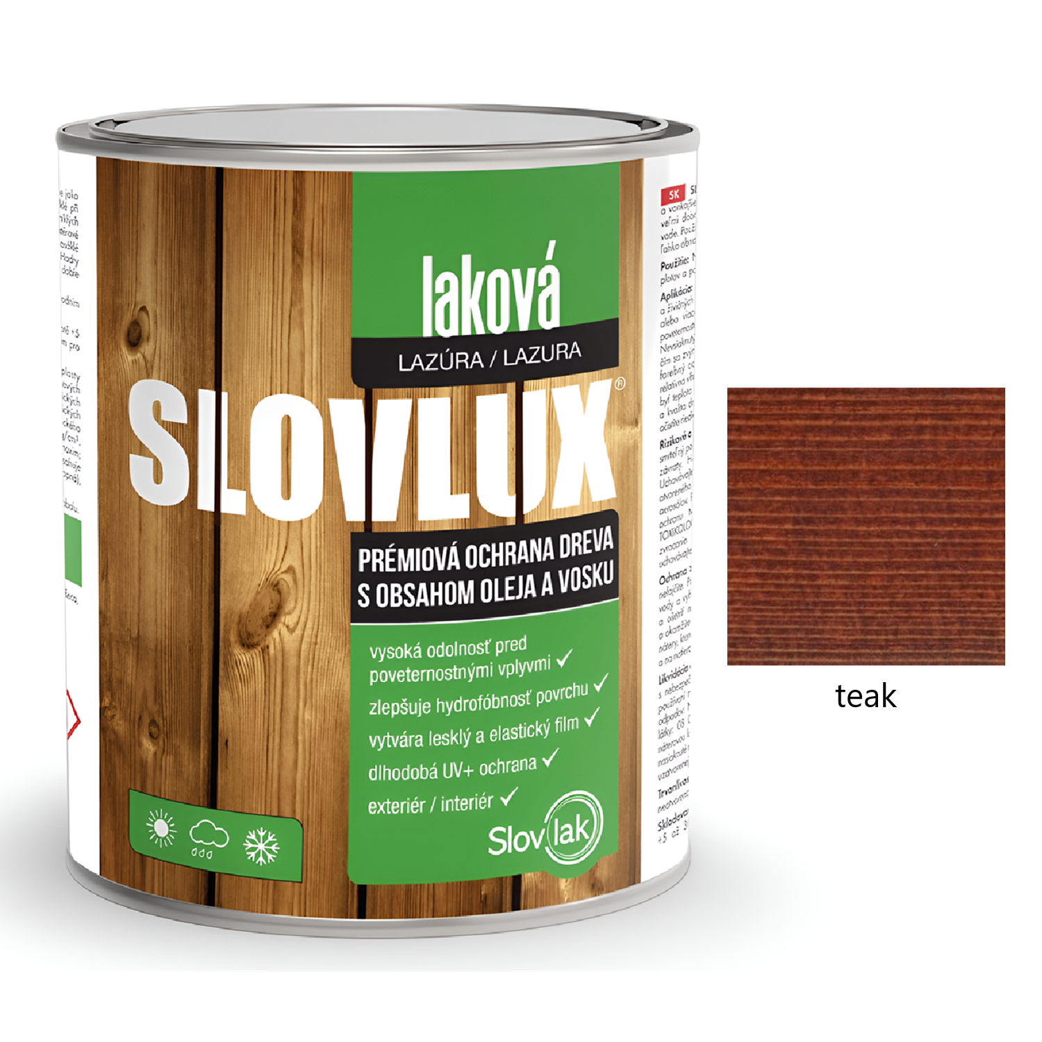 Slovlak SLOVLUX laková hrubovrstvá lazúra na drevo - teak