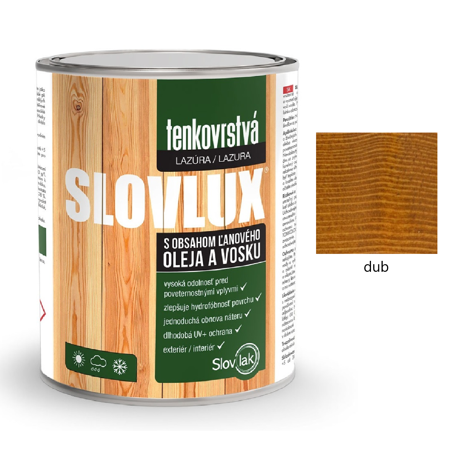 Slovlak SLOVLUX tenkovrstvá lazúra na drevo - pínia