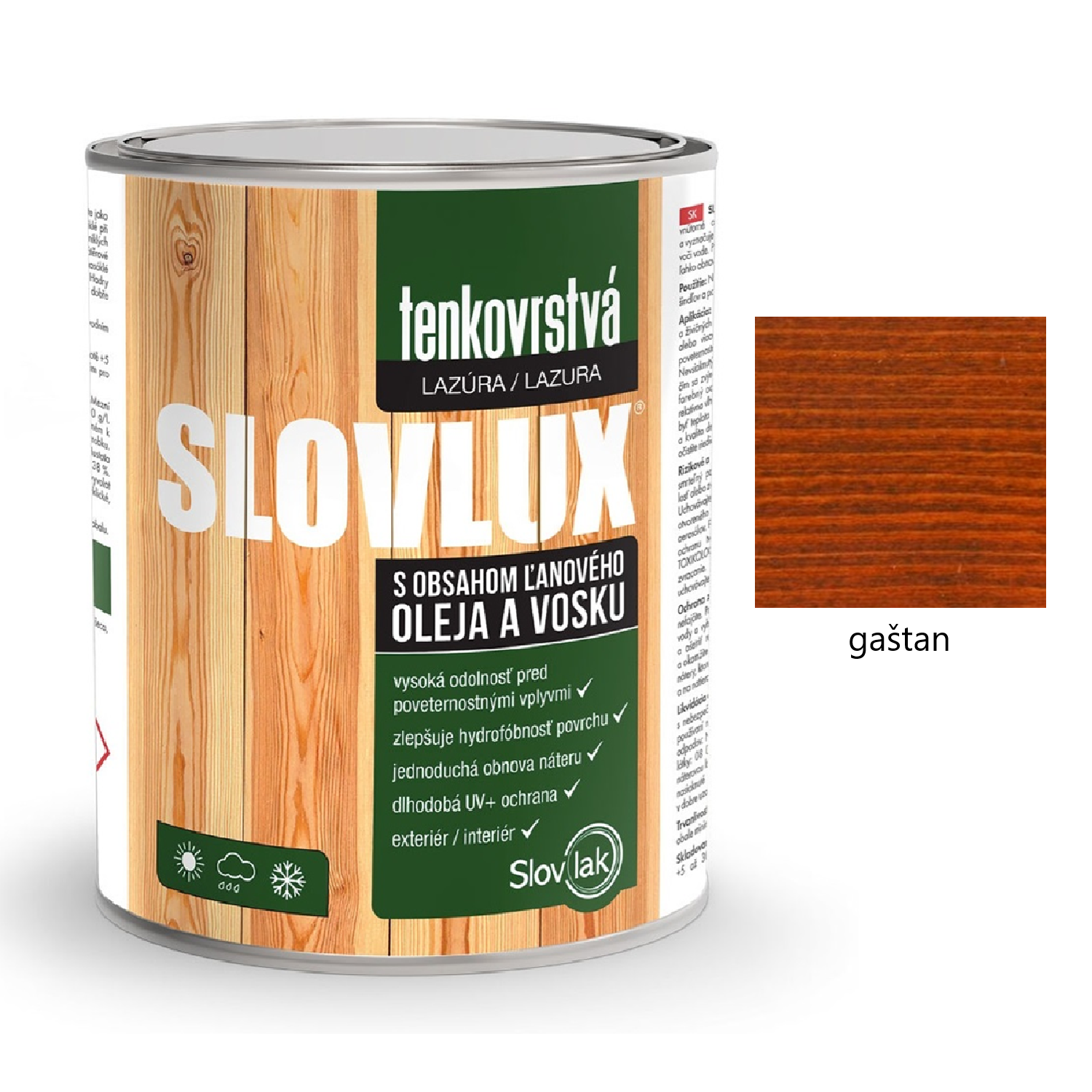 Slovlak SLOVLUX tenkovrstvá lazúra na drevo - orech svetlý