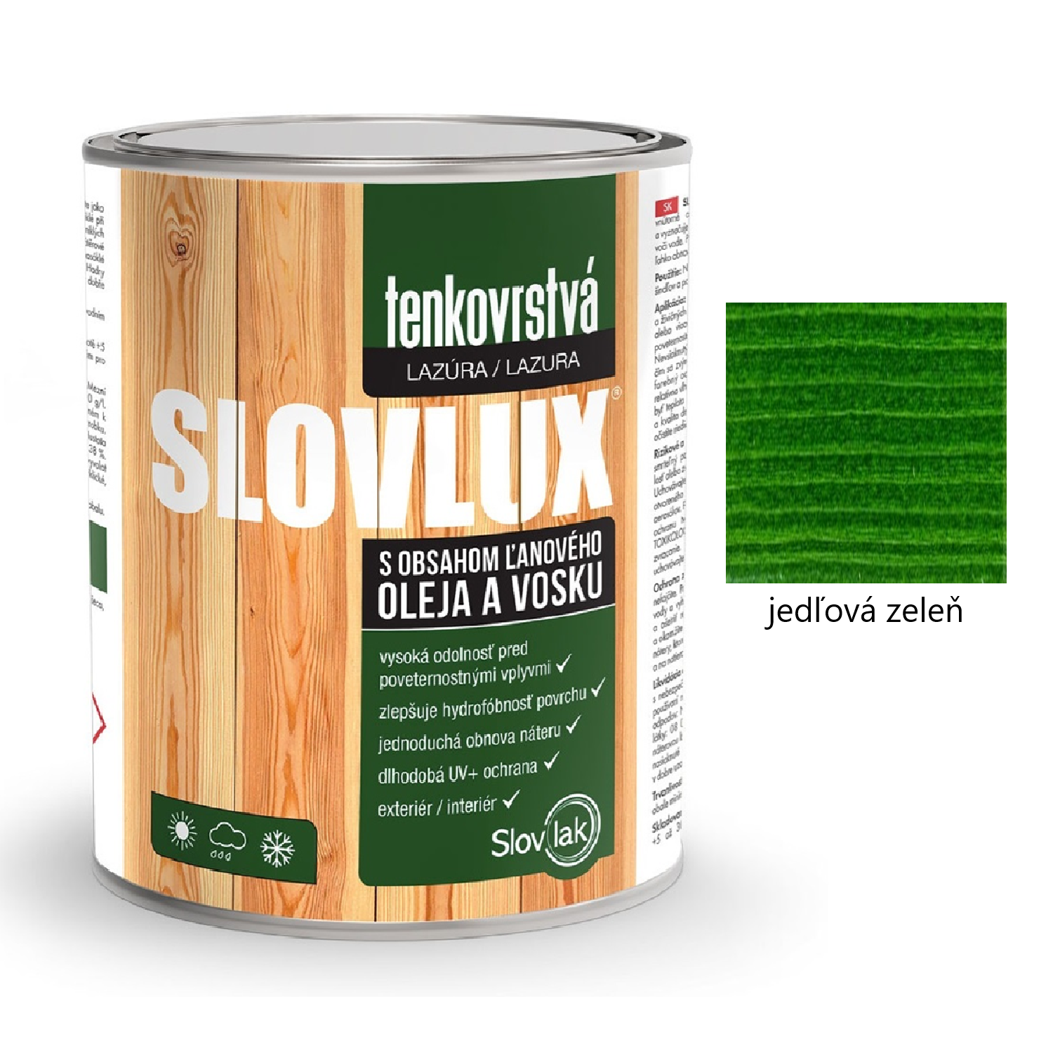 Slovlak SLOVLUX tenkovrstvá lazúra na drevo - bezfarebný