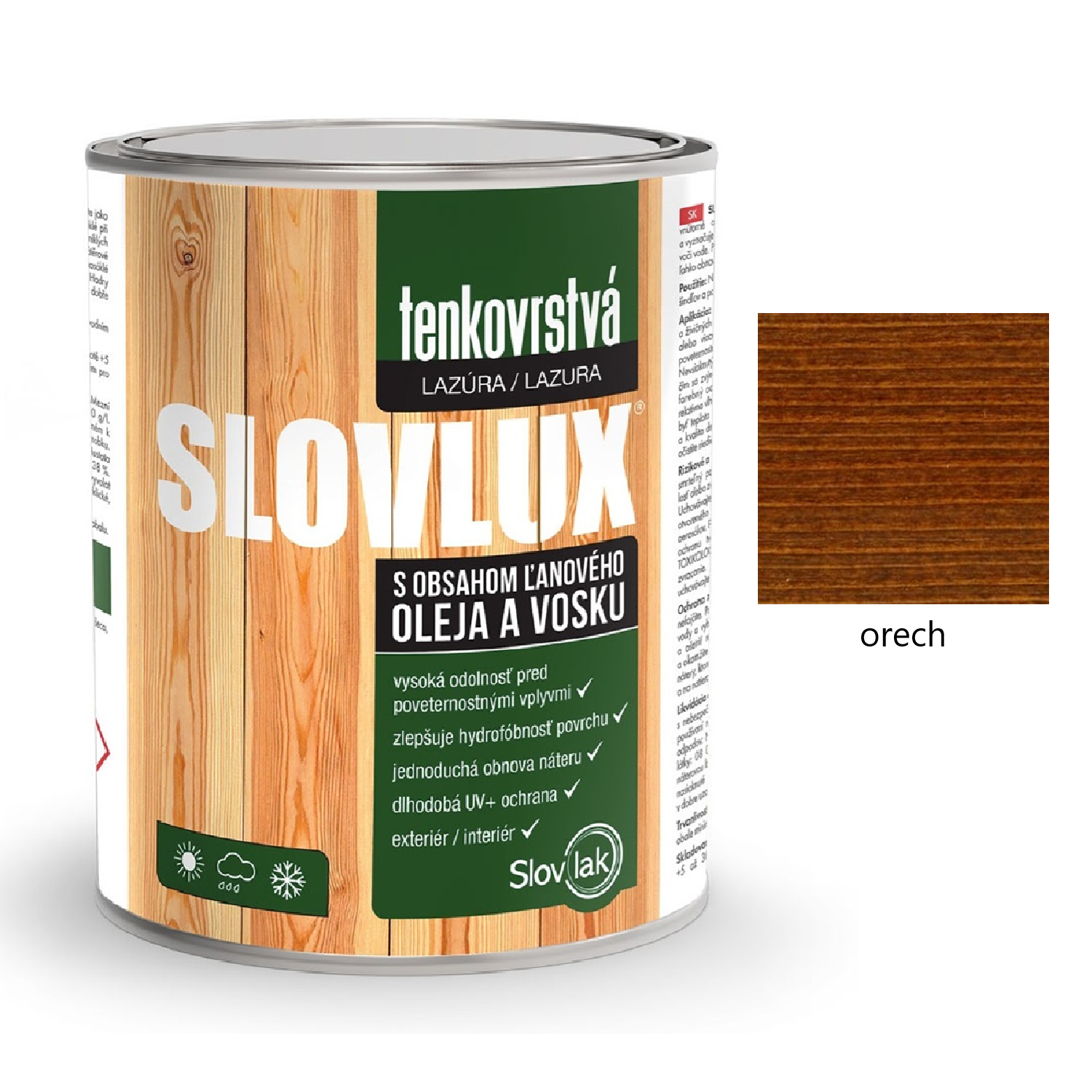 Slovlak SLOVLUX tenkovrstvá lazúra na drevo - teak