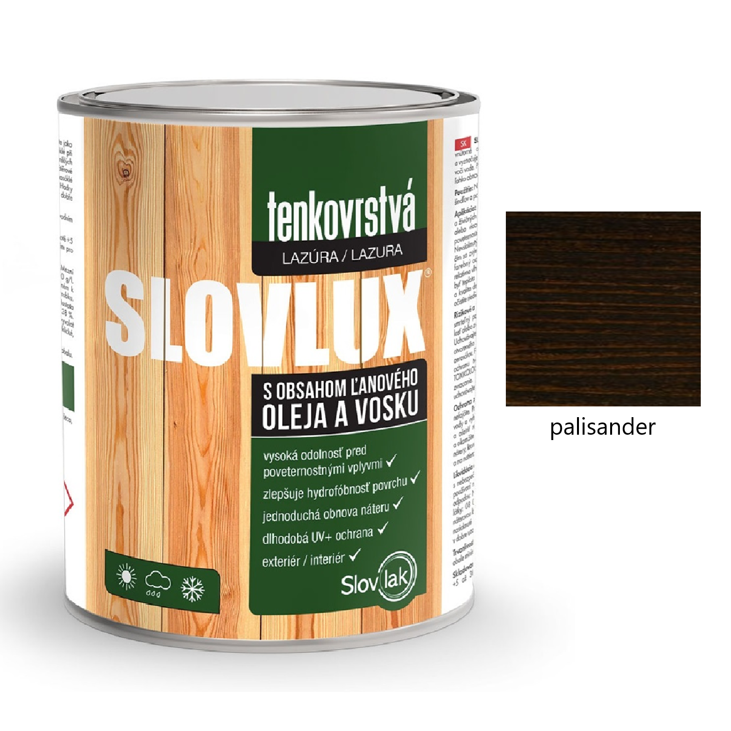 Slovlak SLOVLUX tenkovrstvá lazúra na drevo - palisander