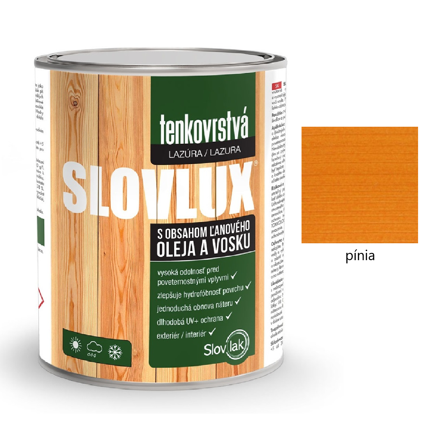 Slovlak SLOVLUX tenkovrstvá lazúra na drevo 0,7 l